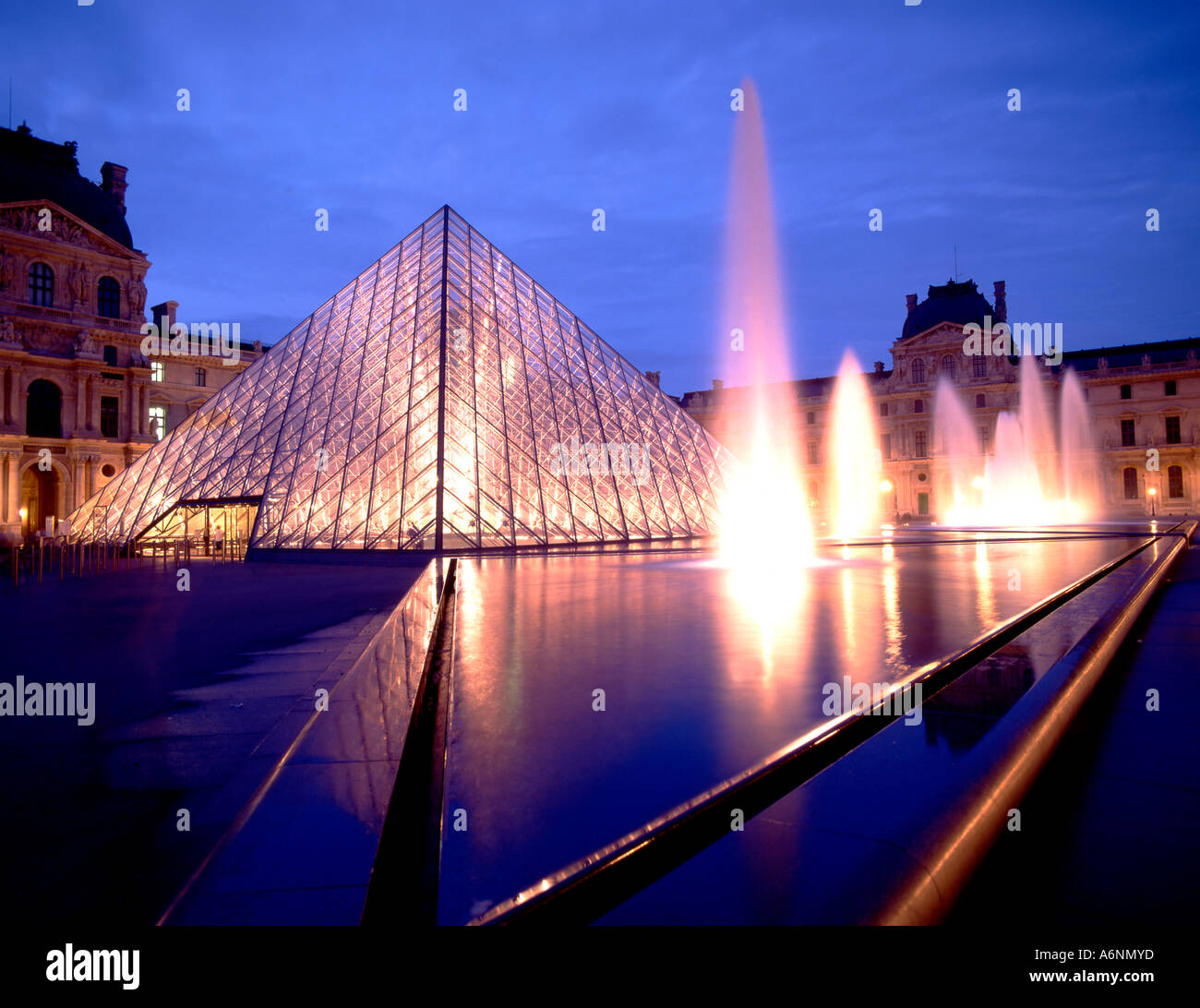 France Paris Le Louvre Pyramid Stock Photo