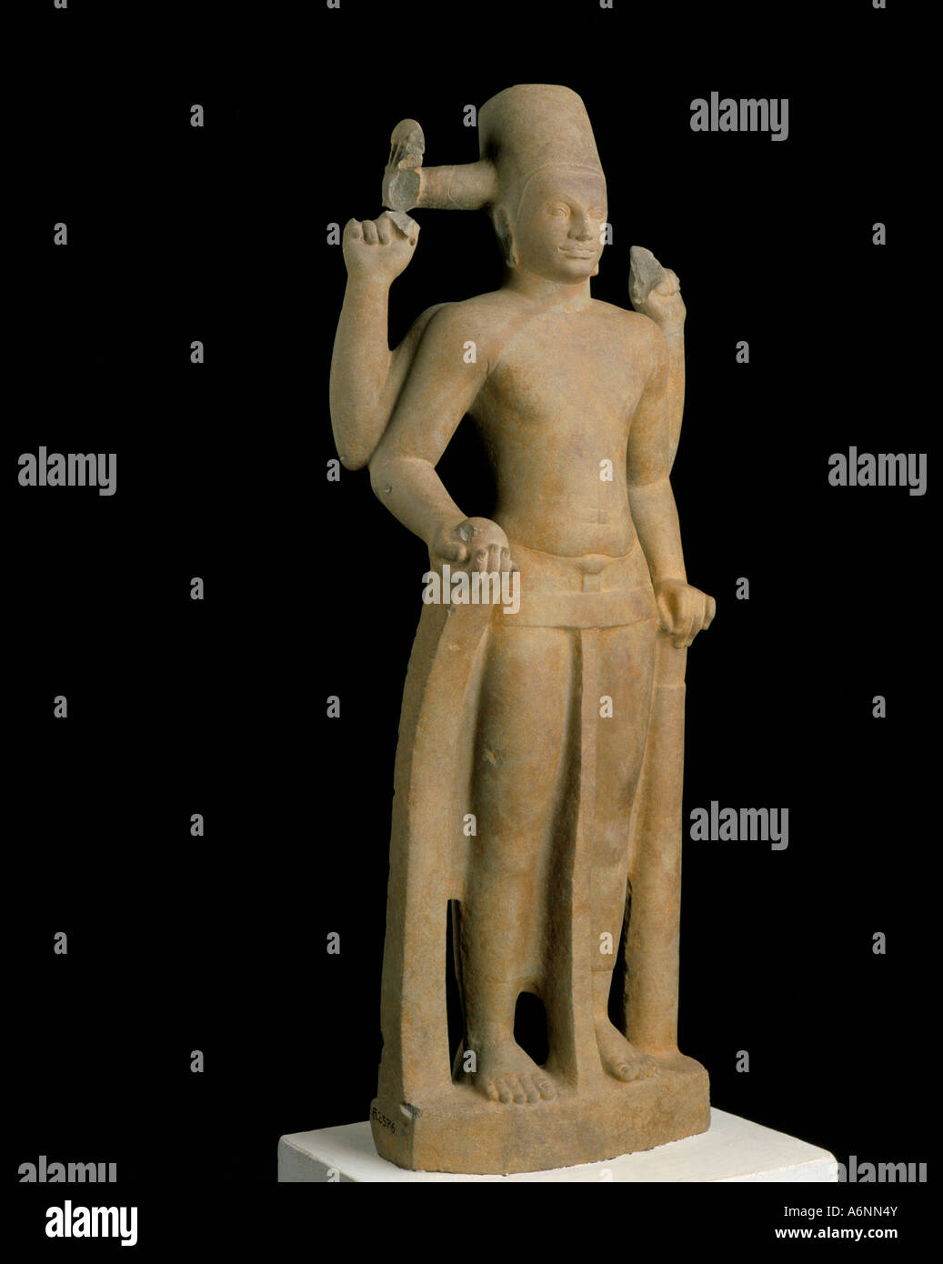 Statue of the Hindu god Vishnu from Phum Tuol Khmer art dating from the 7th century Prei Kruk National Musueum Phnom Penh Stock Photo