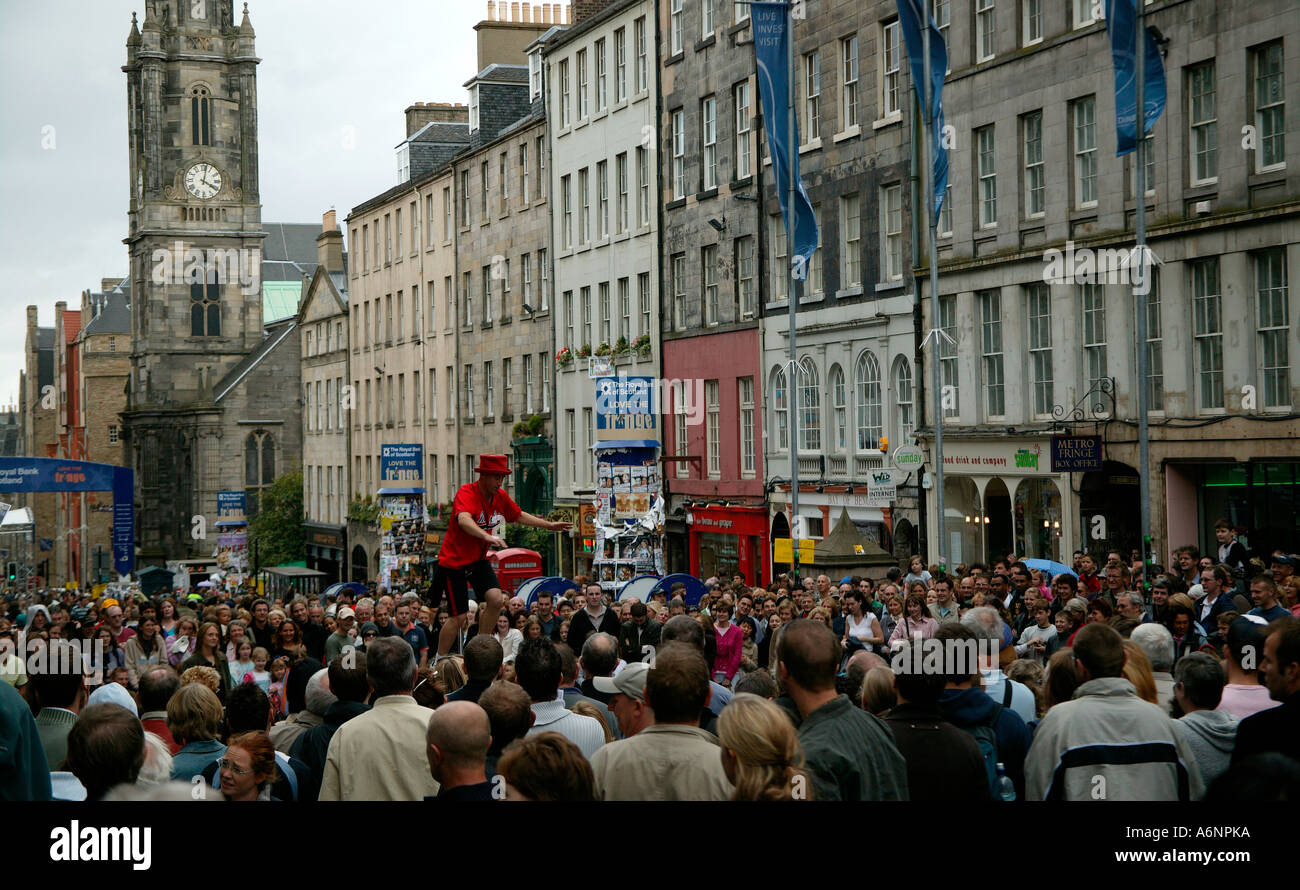 Street Performer at Edinburgh Fringe Festival, Scotland, UK, Europe Stock Photo