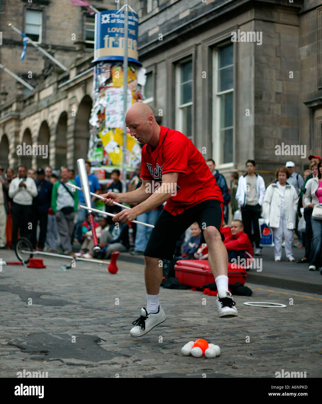 Mr Spin, Street Performer at Edinburgh Fringe Festival, Scotland UK Europe Stock Photo