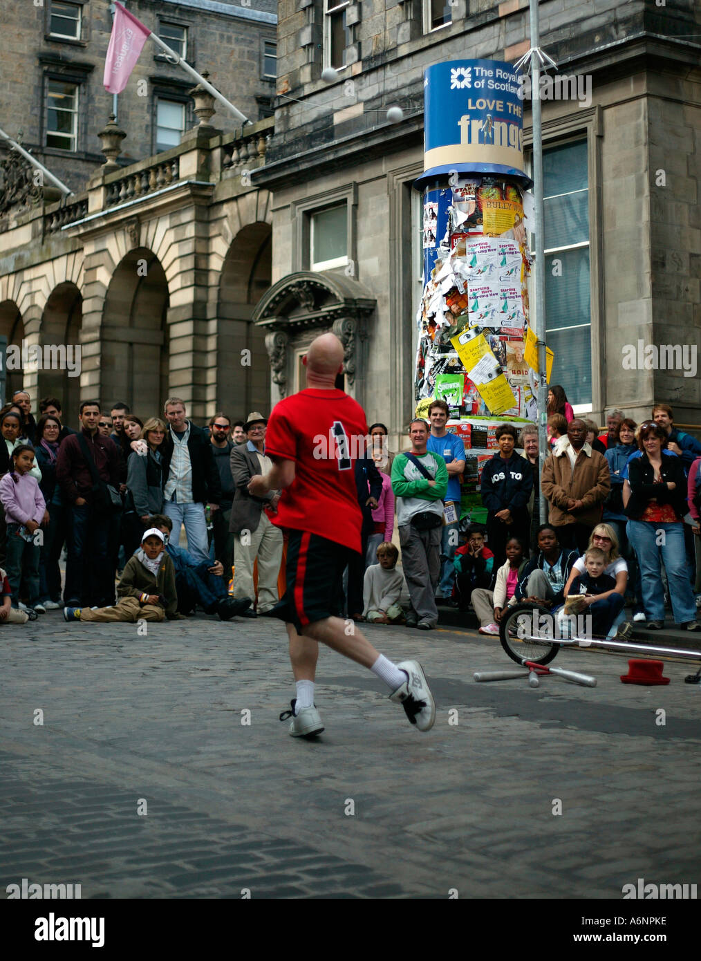 Mr Spin, Street Performer at Edinburgh Fringe Festival, Scotland UK Europe Stock Photo