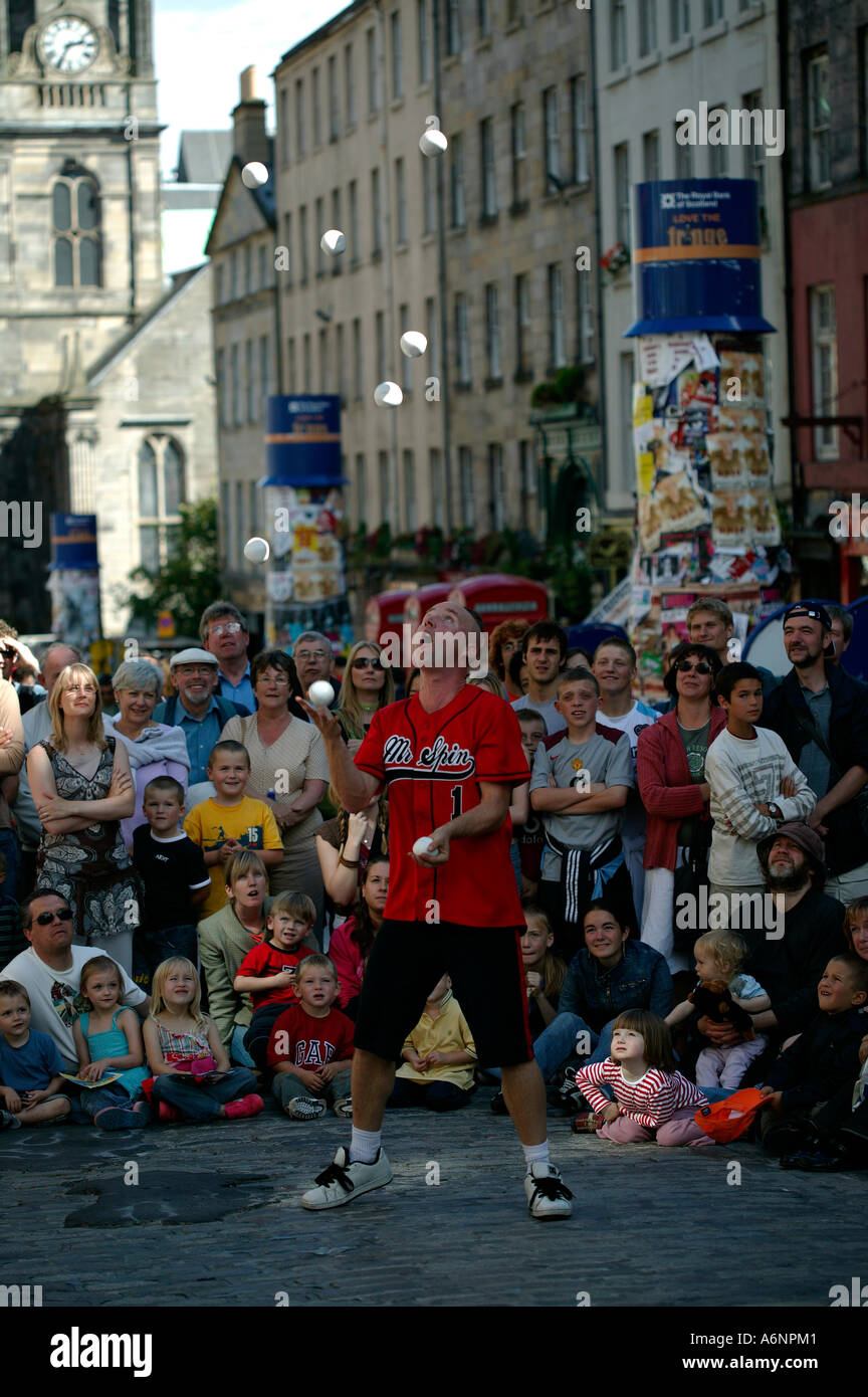 Mr Spin, Street Performer at Edinburgh Fringe Festival, Scotland UK, Europe Stock Photo