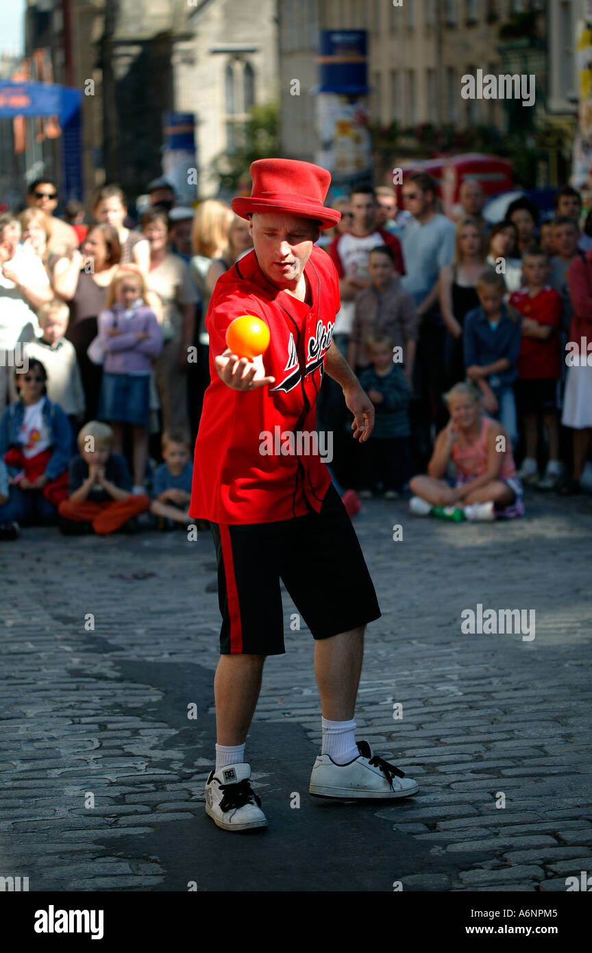 Mr Spin, Street Performer at Edinburgh Fringe Festival, Scotland UK, Europe Stock Photo