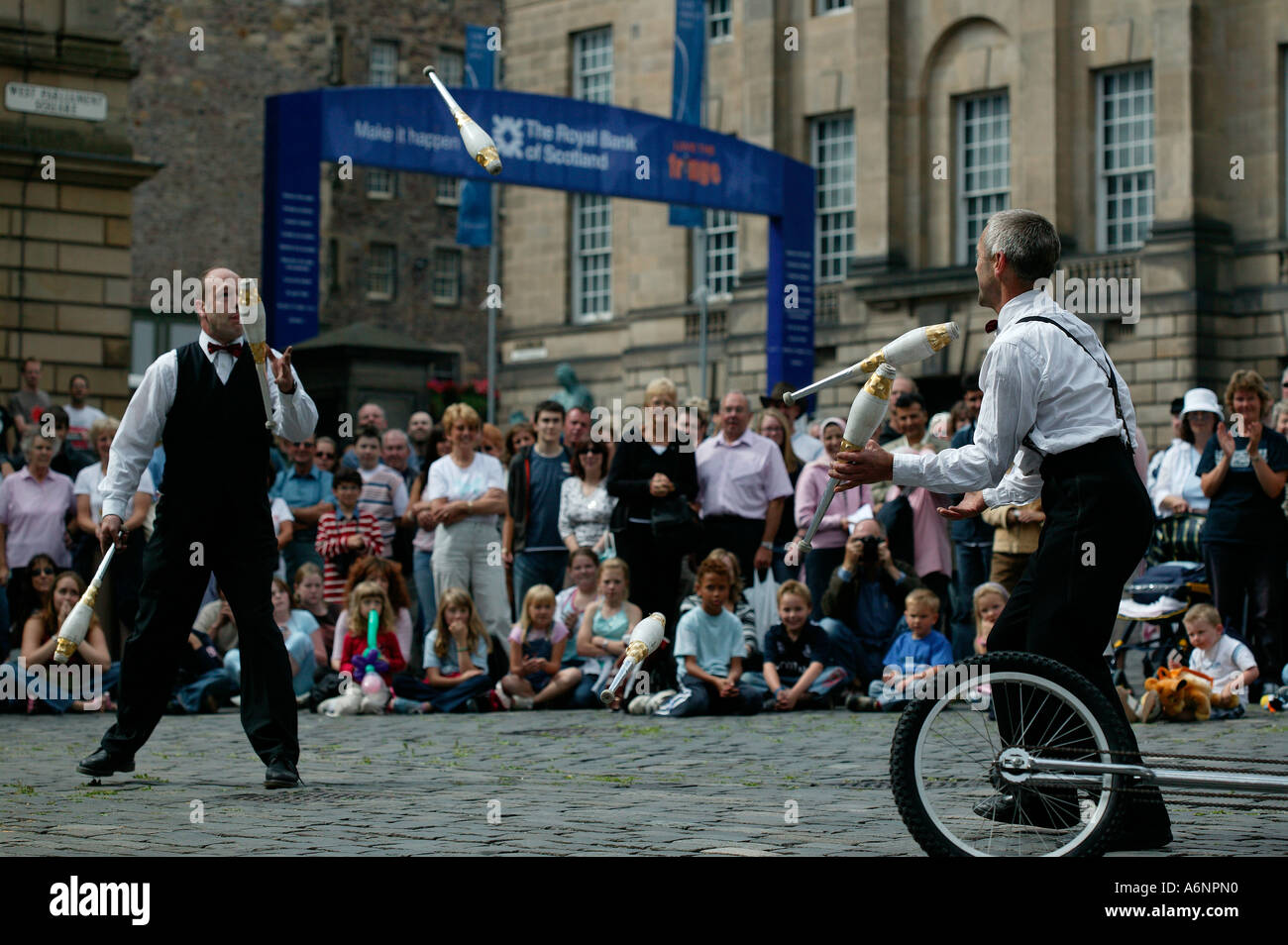 Two male Street Performers, Edinburgh Fringe Festival, Scotland UK, Europe Stock Photo
