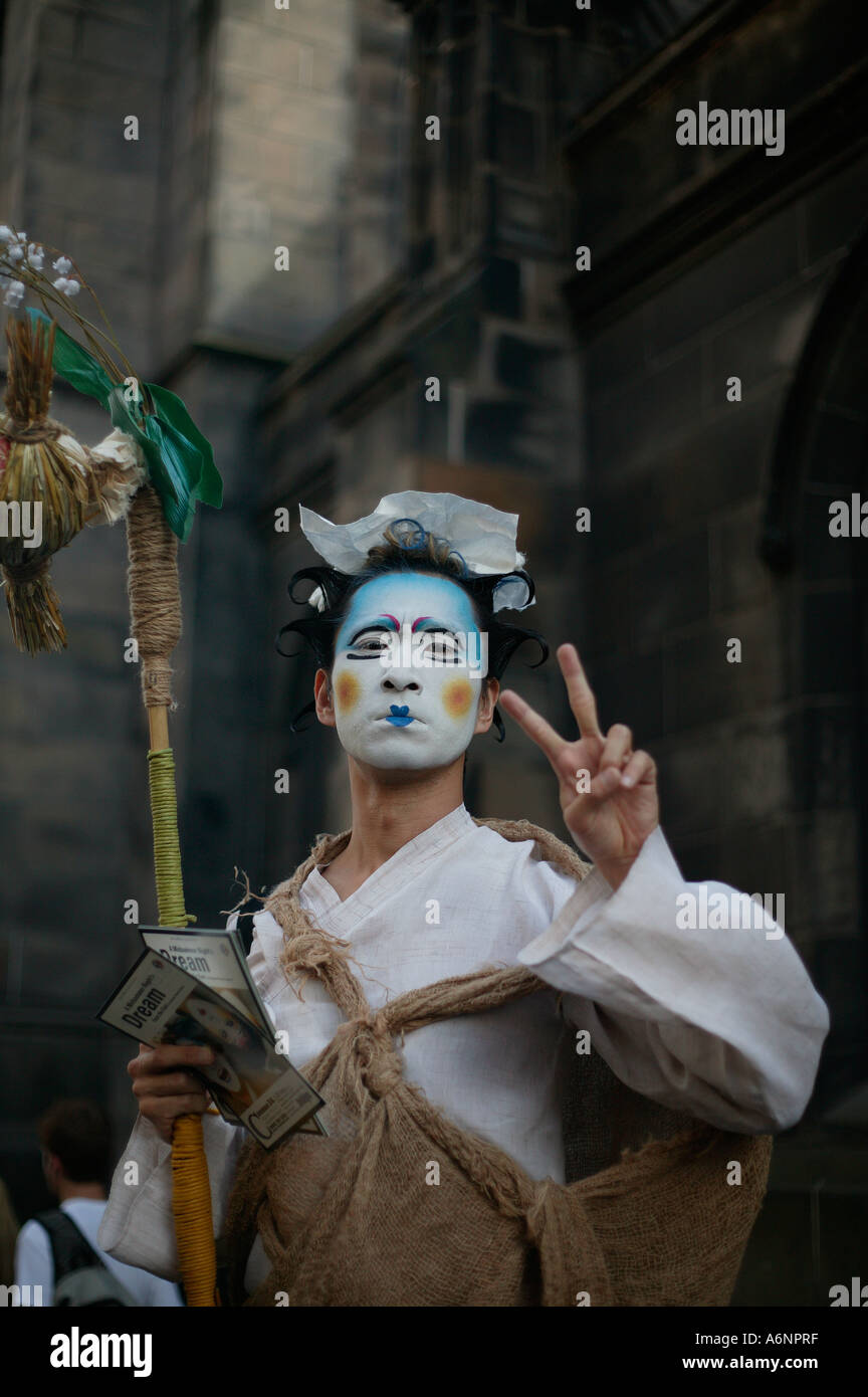 Korean Mime artist, Edinburgh Fringe Festival, Scotland Stock Photo