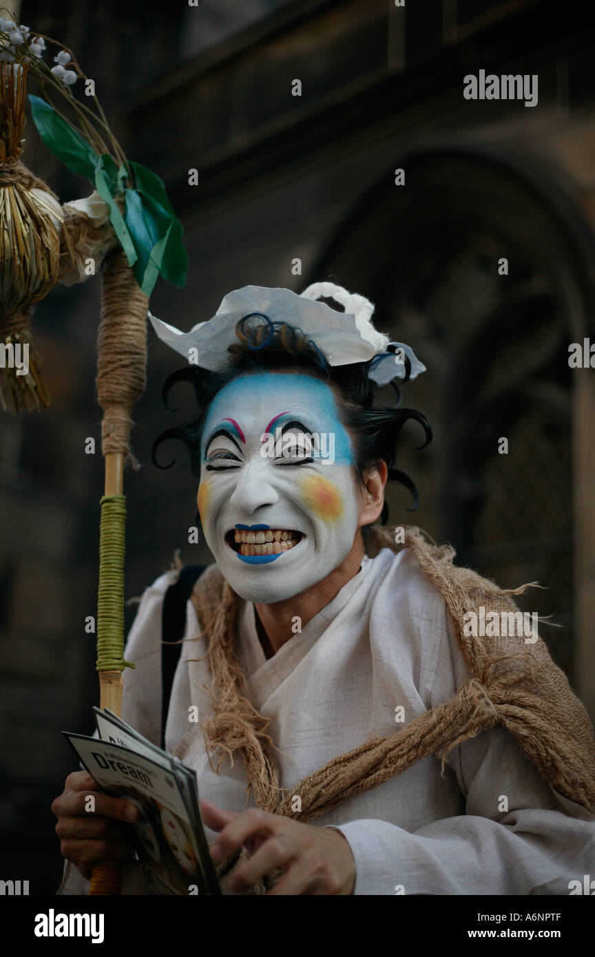 Korean Mime artist, Edinburgh Fringe Festival, Scotland Stock Photo