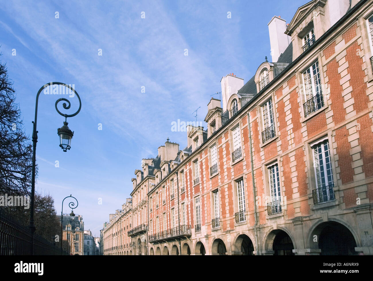 Place des vosges street with blue sky Stock Photo