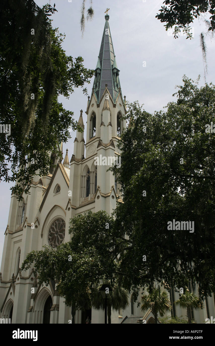 Cathedral St. John Baptist, Lafayette Square, Savannah Georgia USA Stock Photo