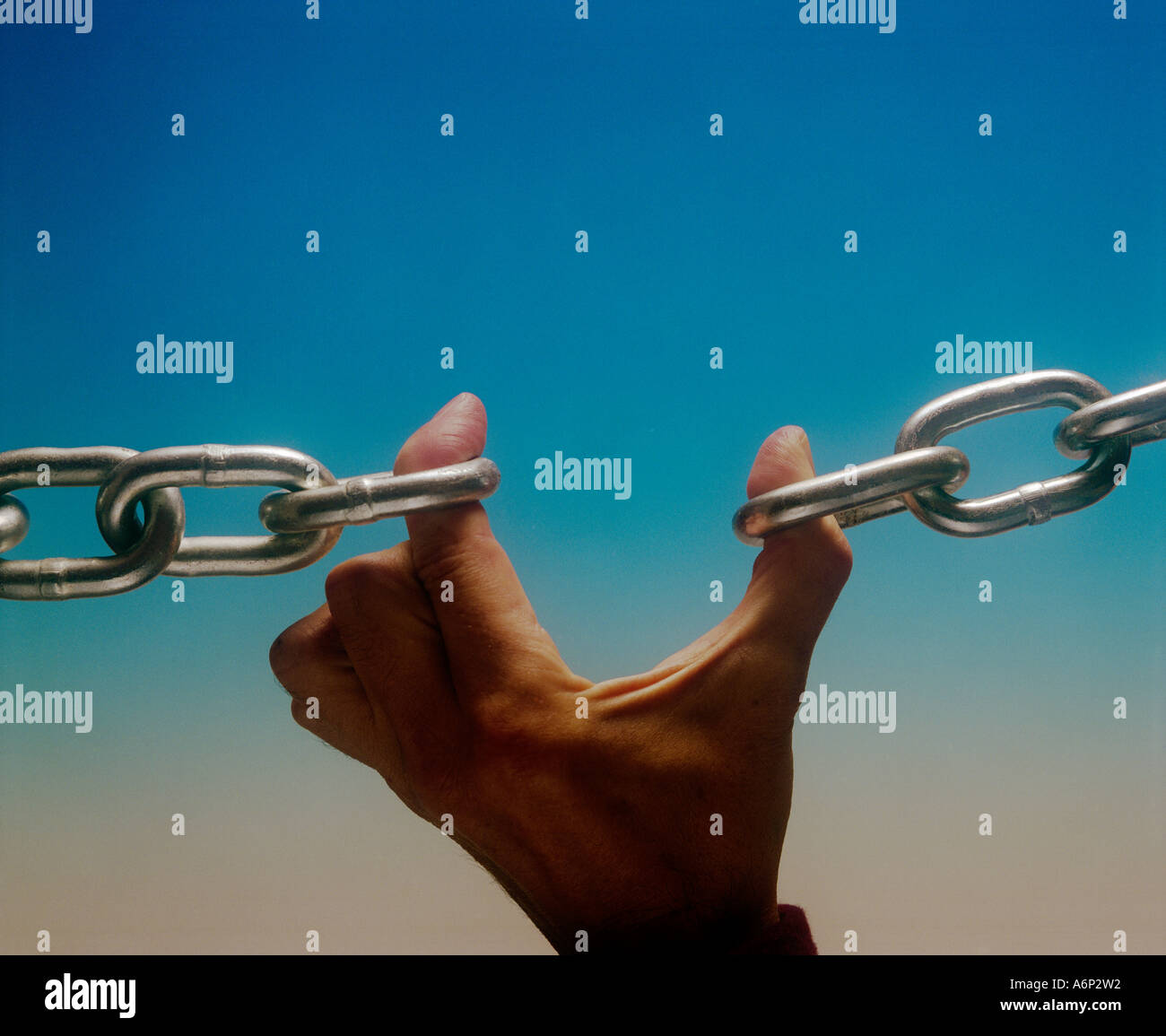 A broken ink in a chain and the weakest link Stock Photo