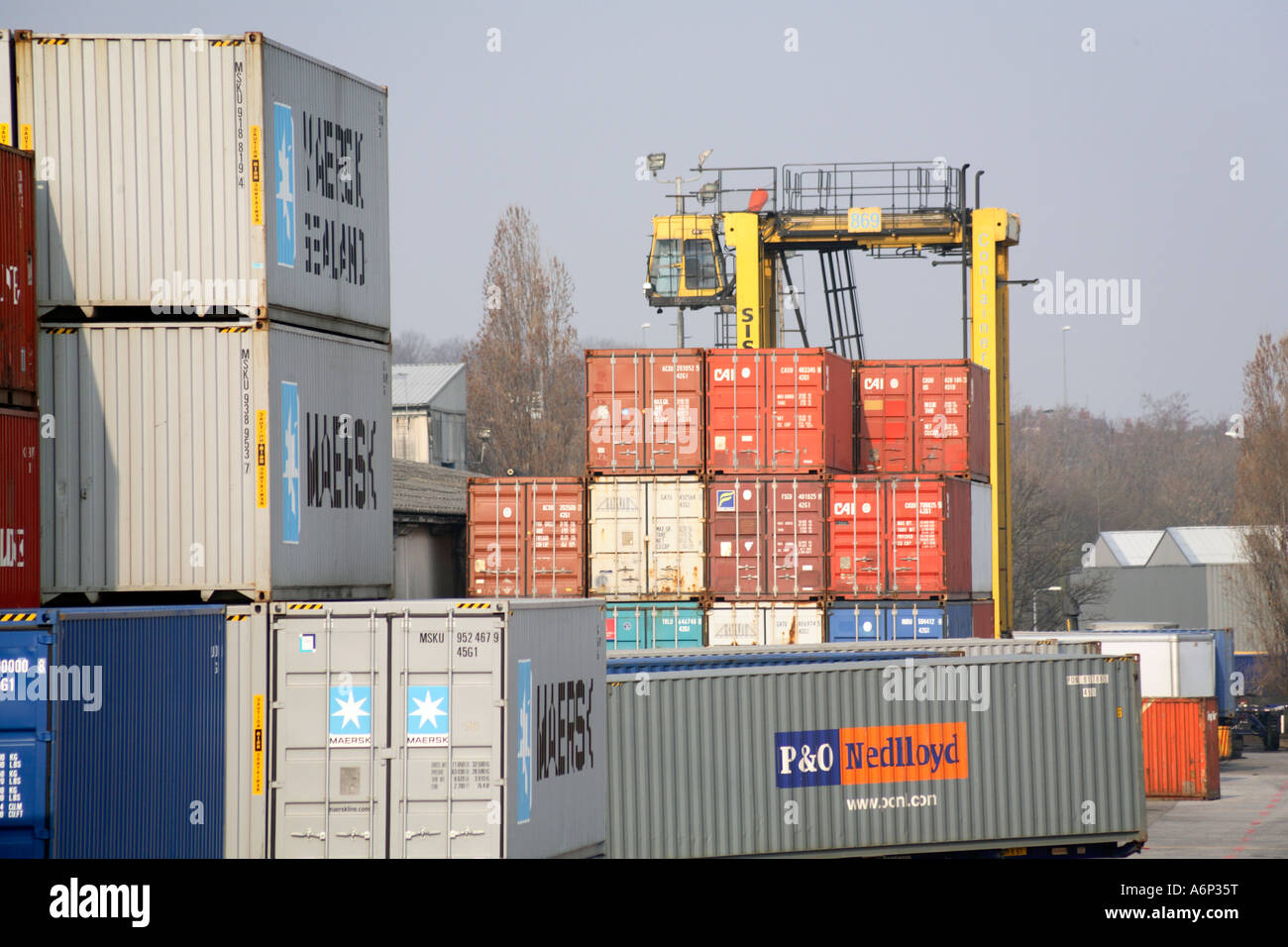 Container freight at Containerbase Leeds West Yorkshire England Stock