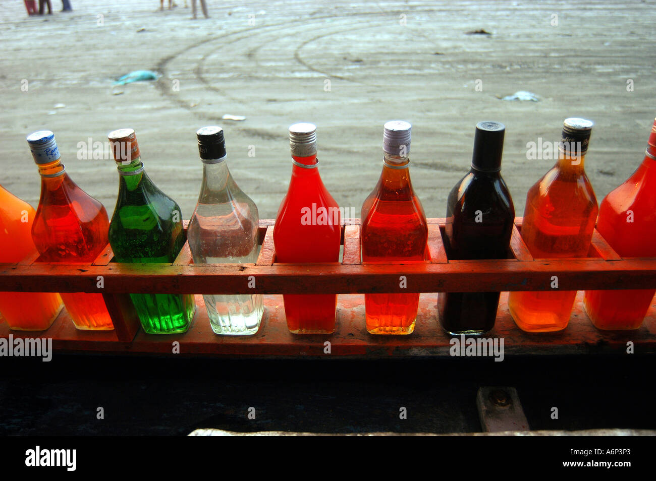 Sweet sugary coloured many different flavors drink, India Stock Photo
