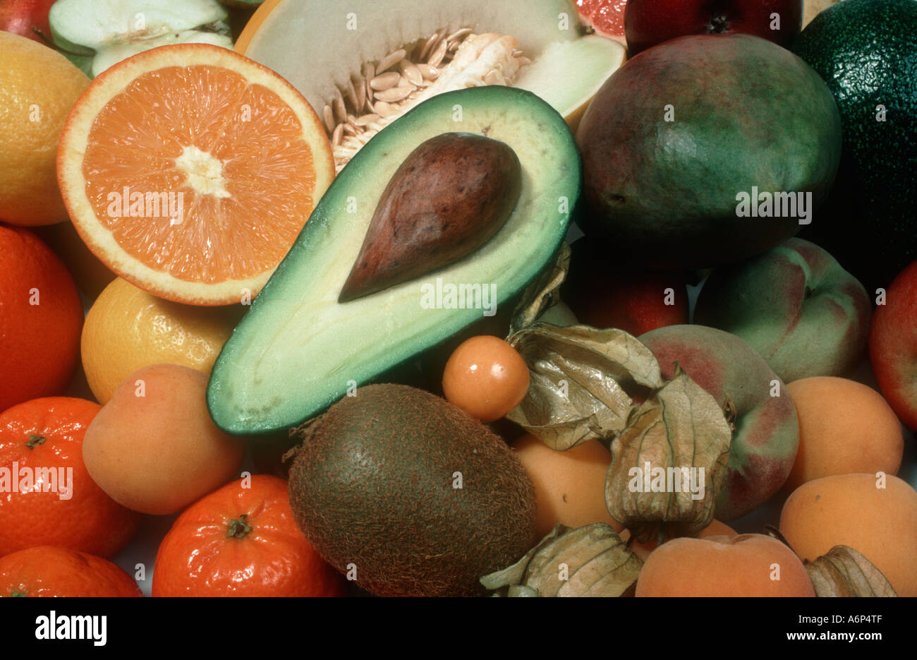 Various tropical sub tropical exotic fruits Stock Photo