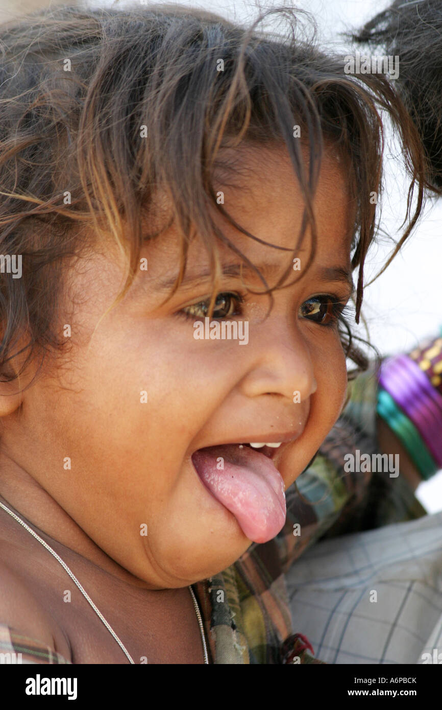 Child of the Banni  tribe living in The Little Rann of Kutch Gujarat India Stock Photo