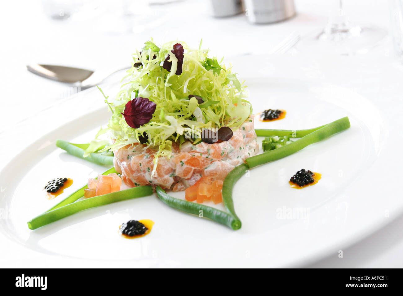 Salmon with salad starter Stock Photo