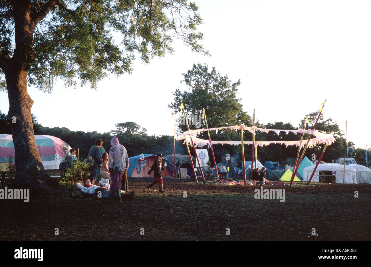 A quiet corner Glastonbury Festival Stock Photo Alamy