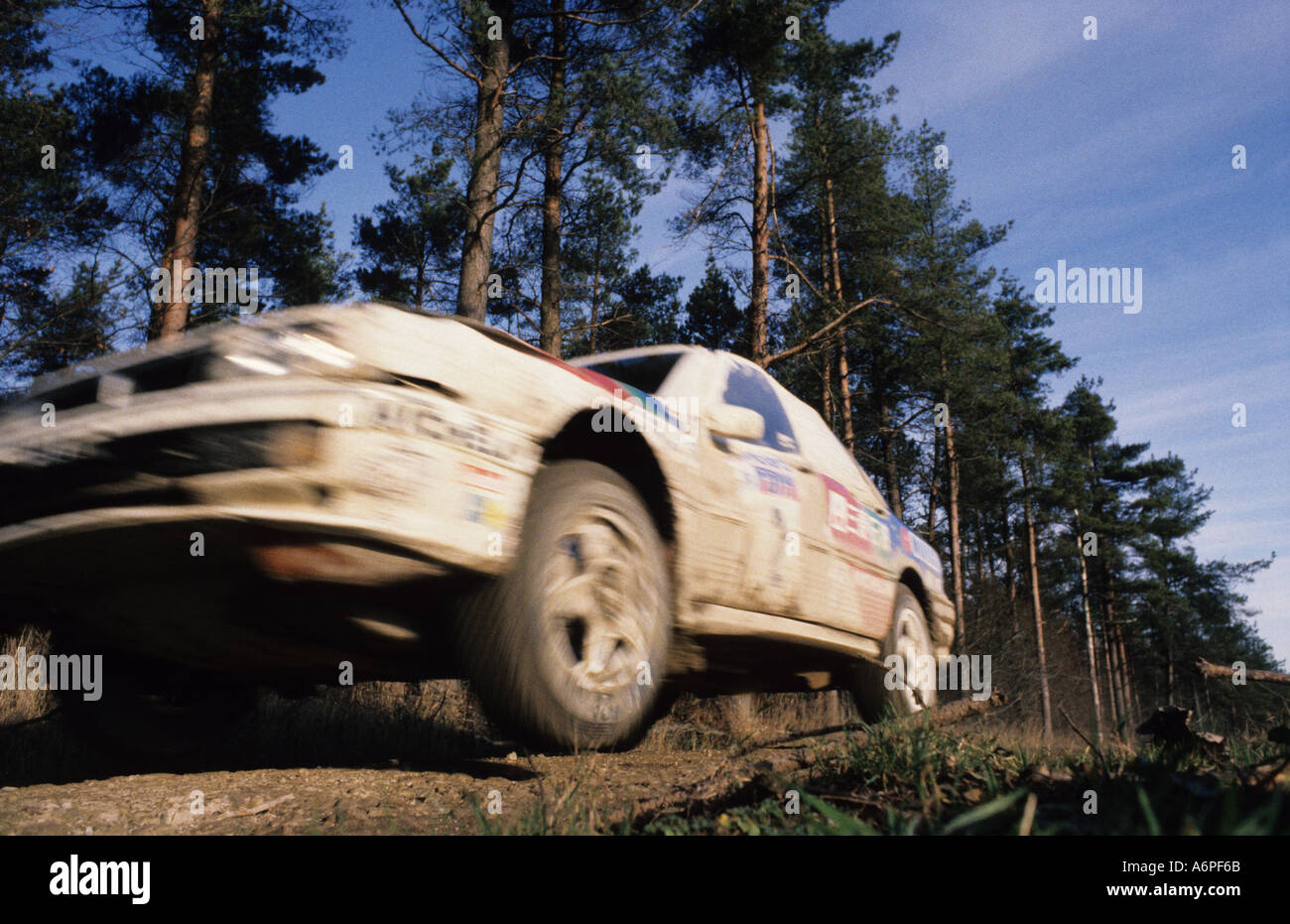 rally car competing in the dalby forest stage of the rac rally ...