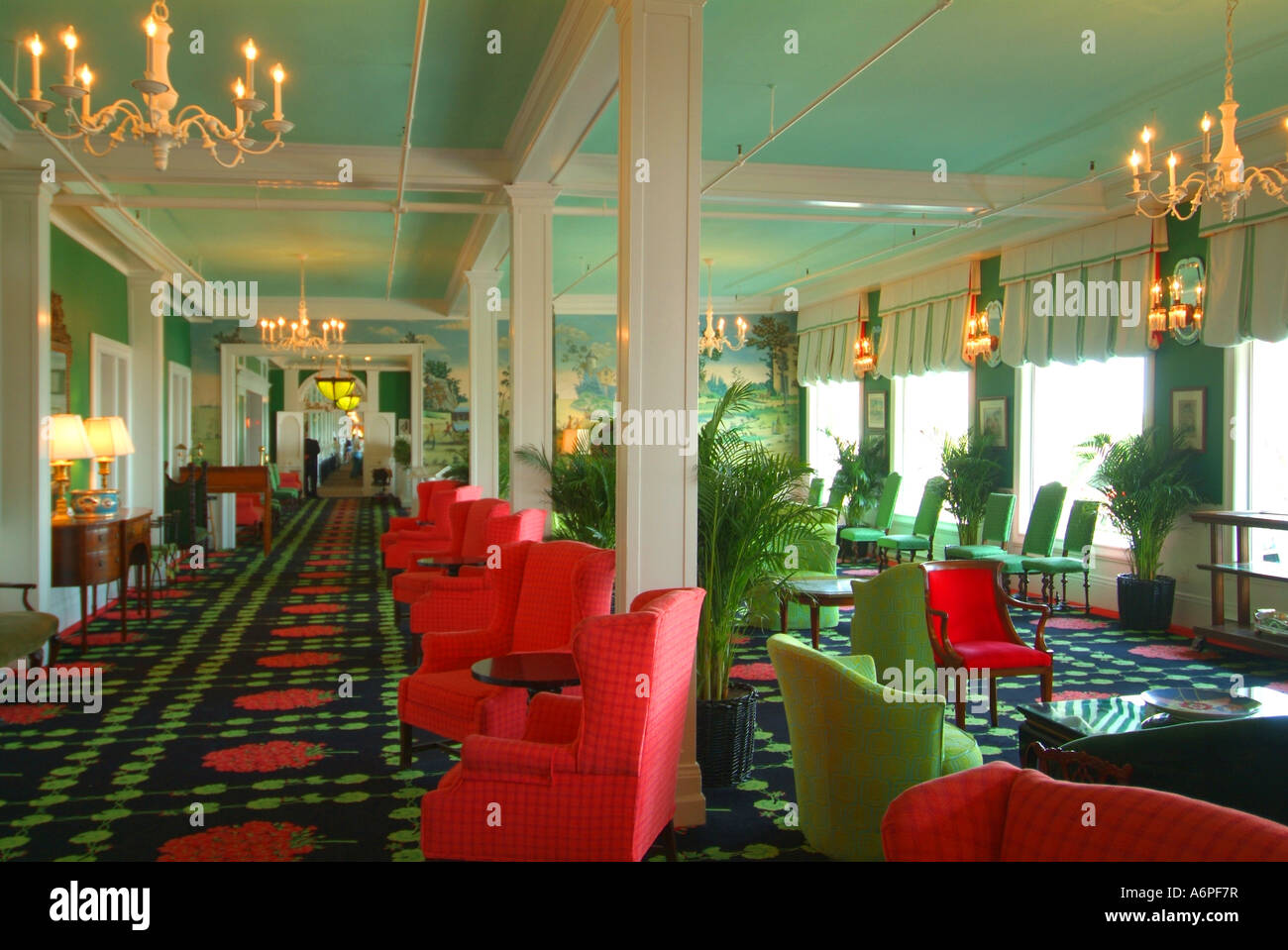 Usa Michigan Mackinac Island Lake Huron Grand Hotel Interior Of The Stock Photo Alamy