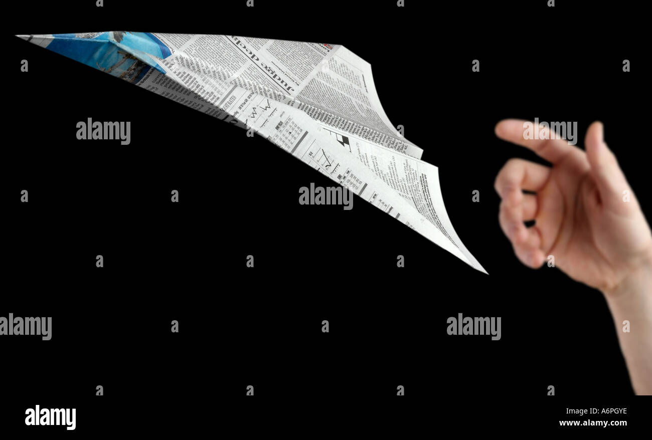 Hand newspaper paper airplane hires stock photography and images Alamy