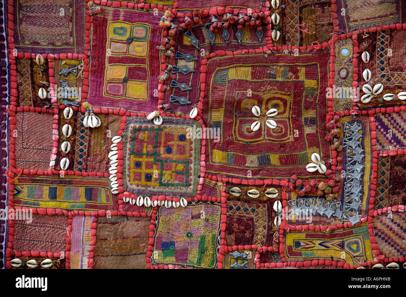 Traditional rug stitched from rustic fabrics Rajasthan India Stock Photo
