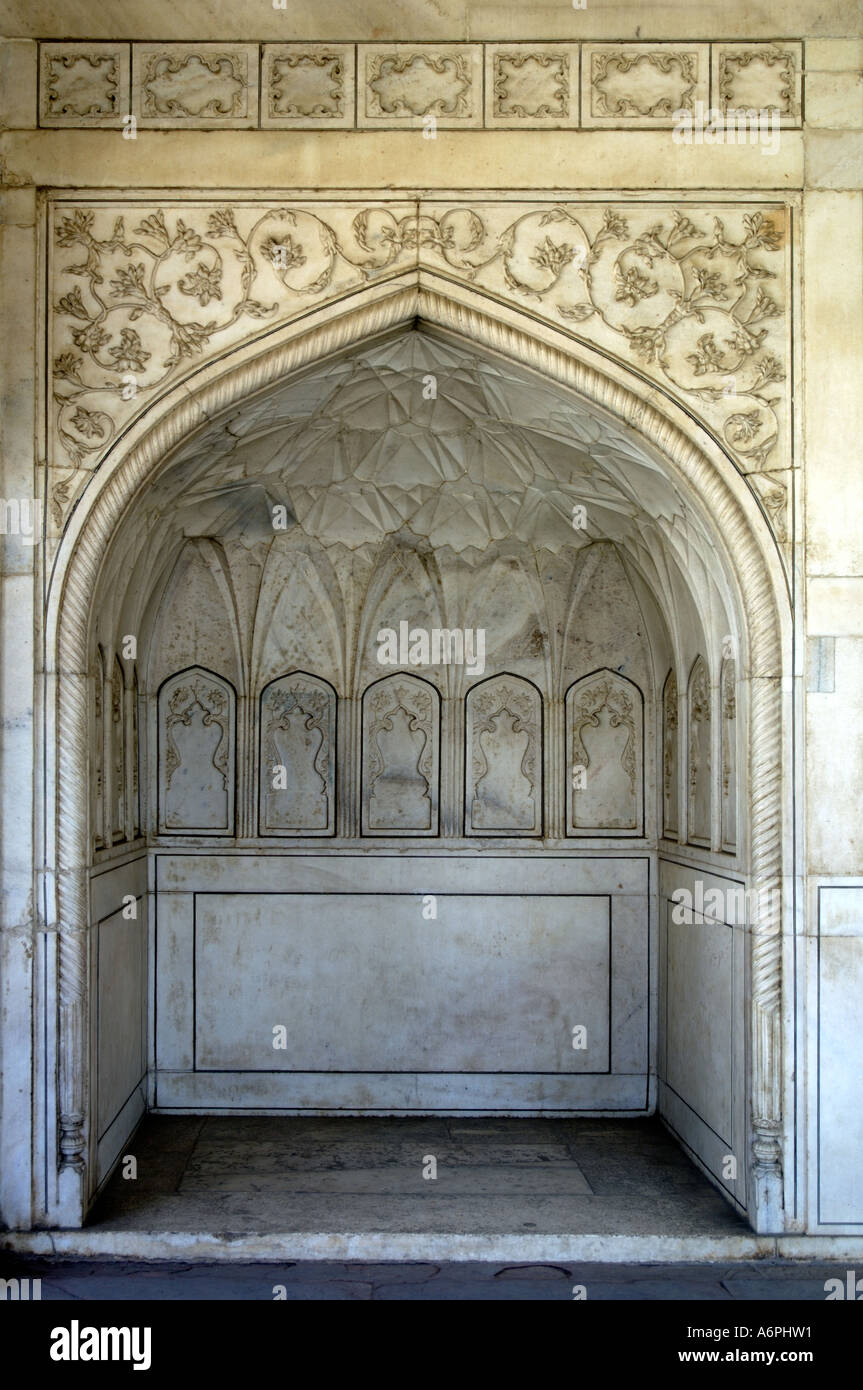 Niche detail Agra fort 16th Century Built by Great Moghal Emperor Shah Jahan India Stock Photo