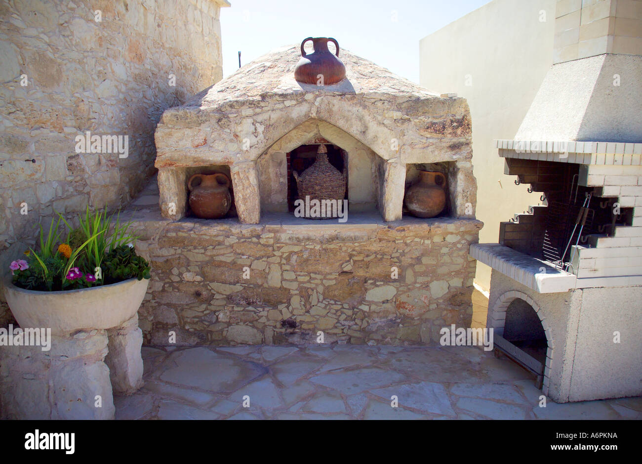 SECLUDED BEAUTIFUL STONE BBQ AREA IN CYPRUS Stock Photo Alamy