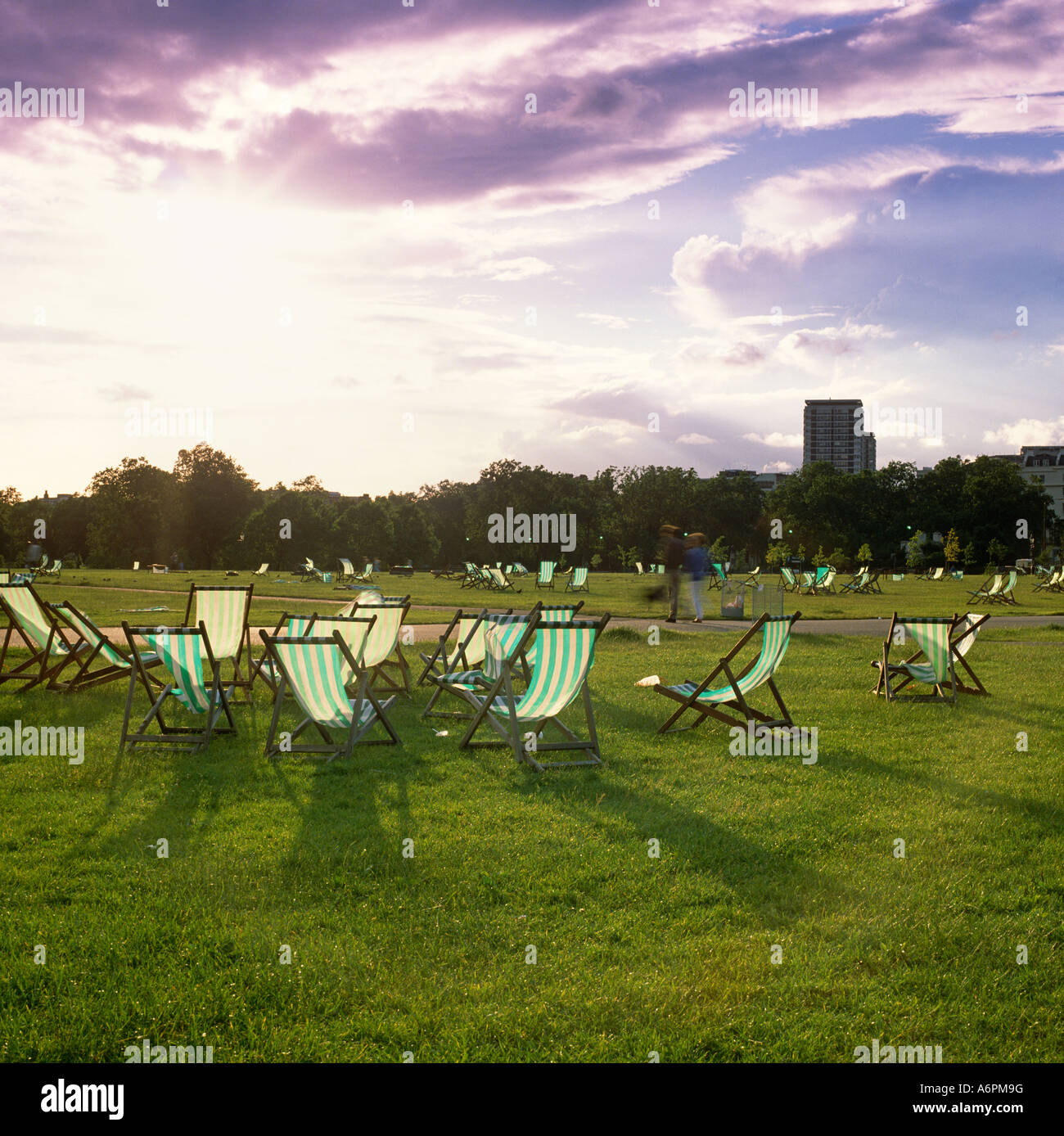 Deck Chairs In Hyde Park Summer London UK Europe Stock Photo - Alamy