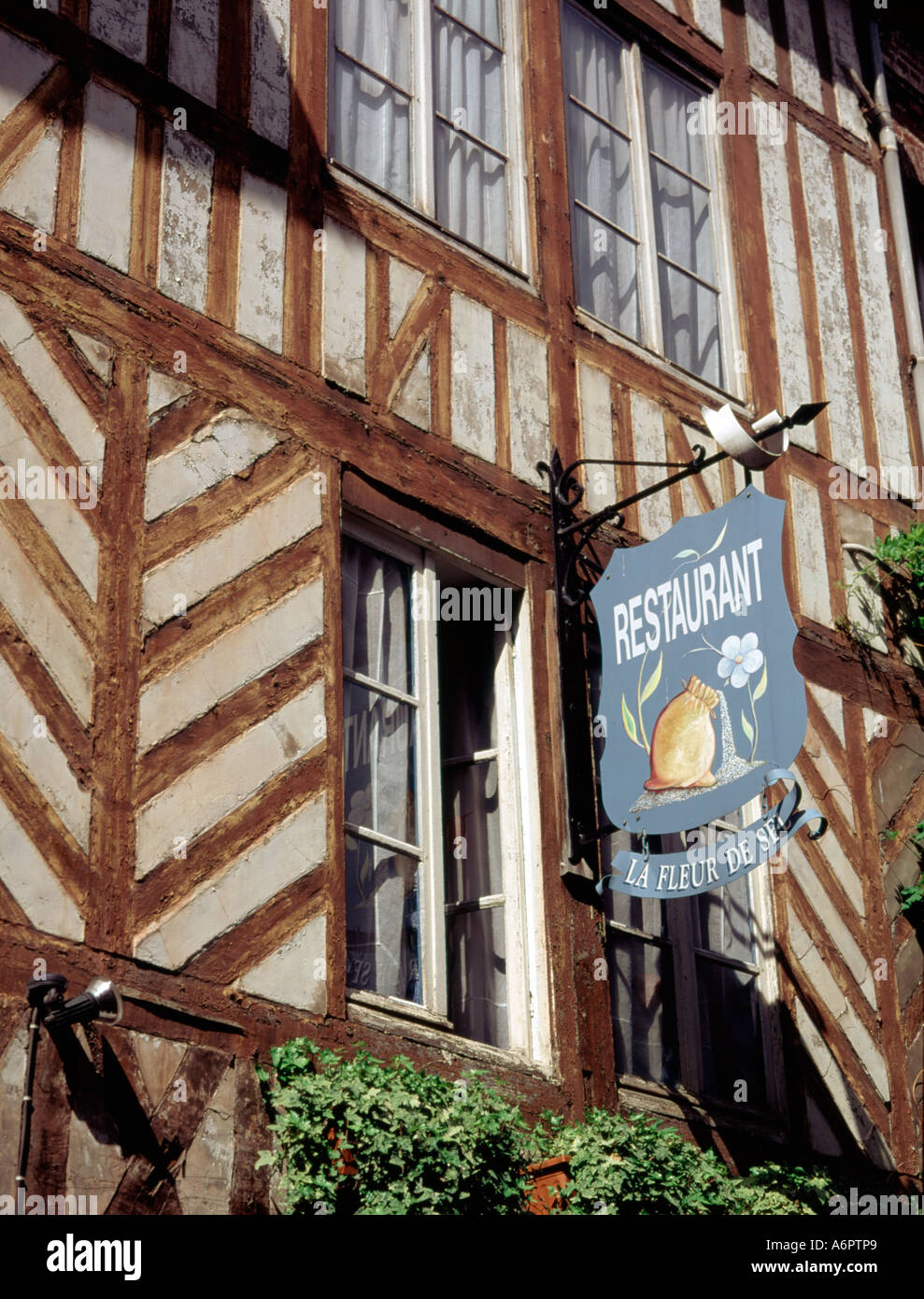Restaurant sign in Honfleur, Normandy, France Stock Photo