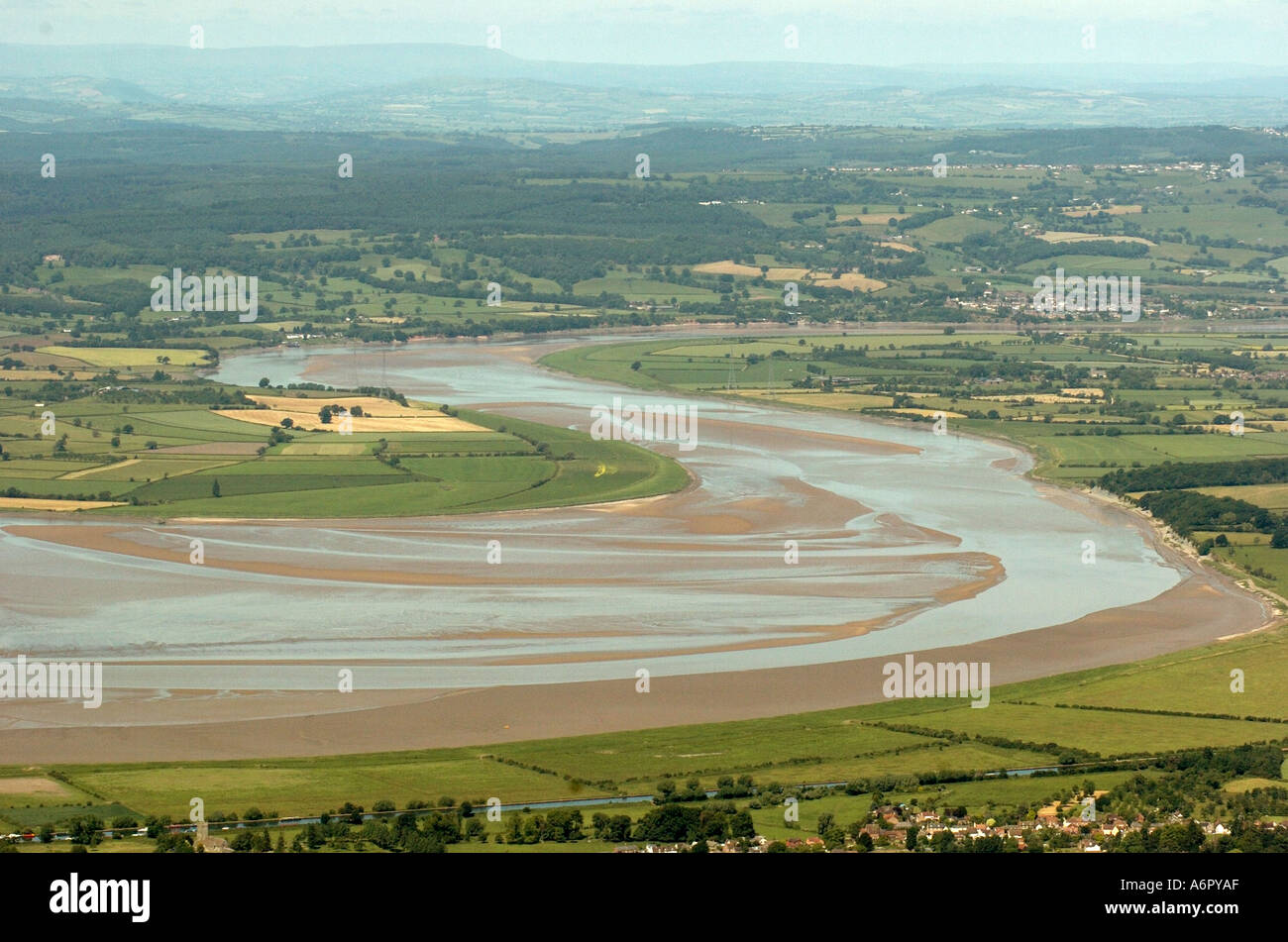 Aerial photo of the River Severn, Gloucestershire, south of Gloucester