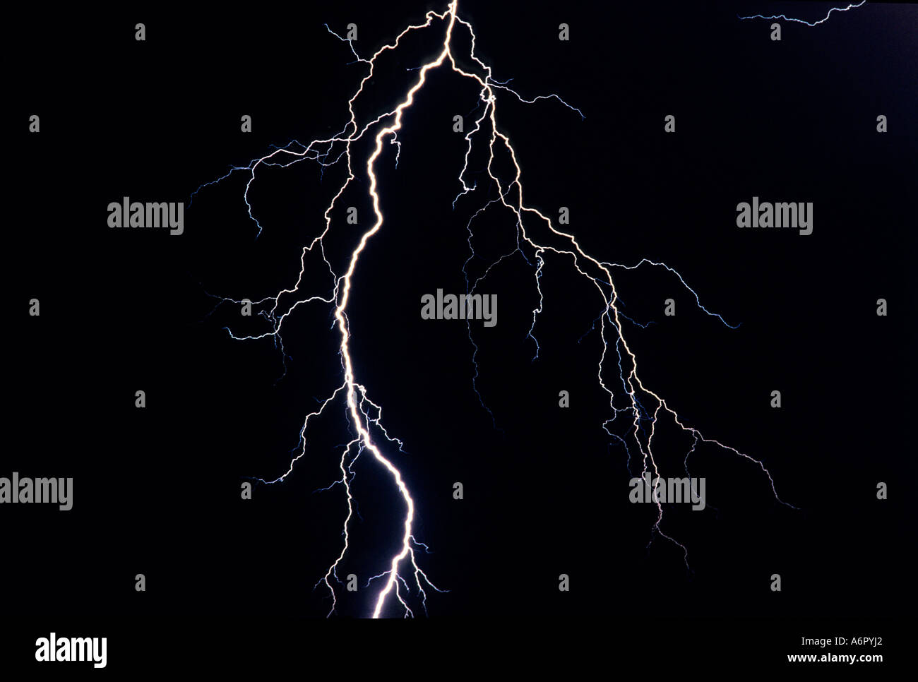 lightning storm at night lightning bolt thunder Stock Photo - Alamy