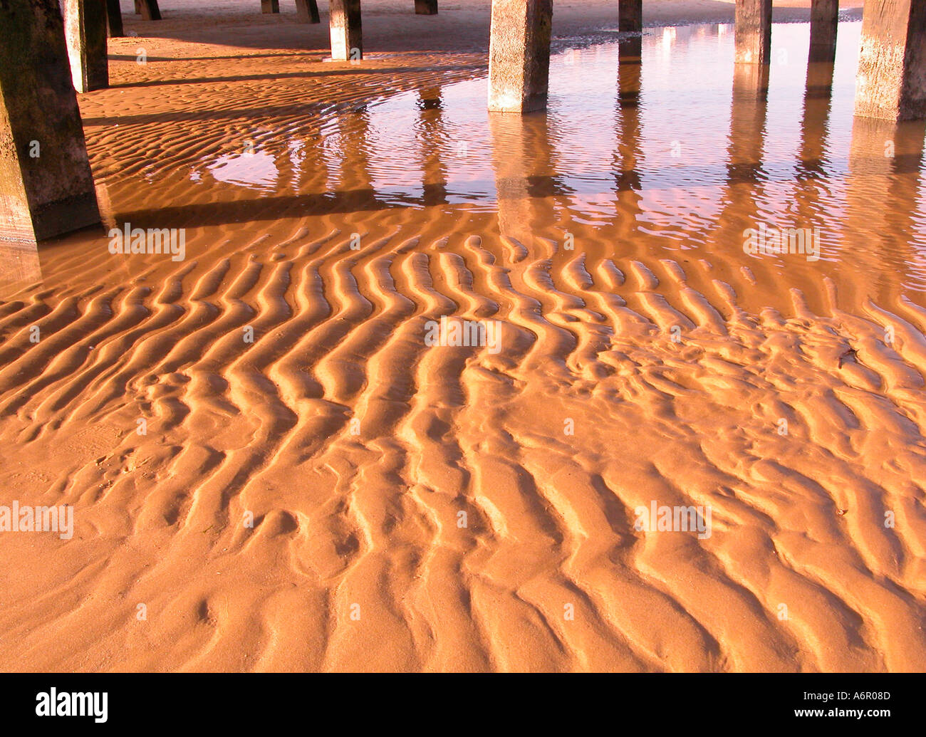 Beach patterns with posts. Stock Photo