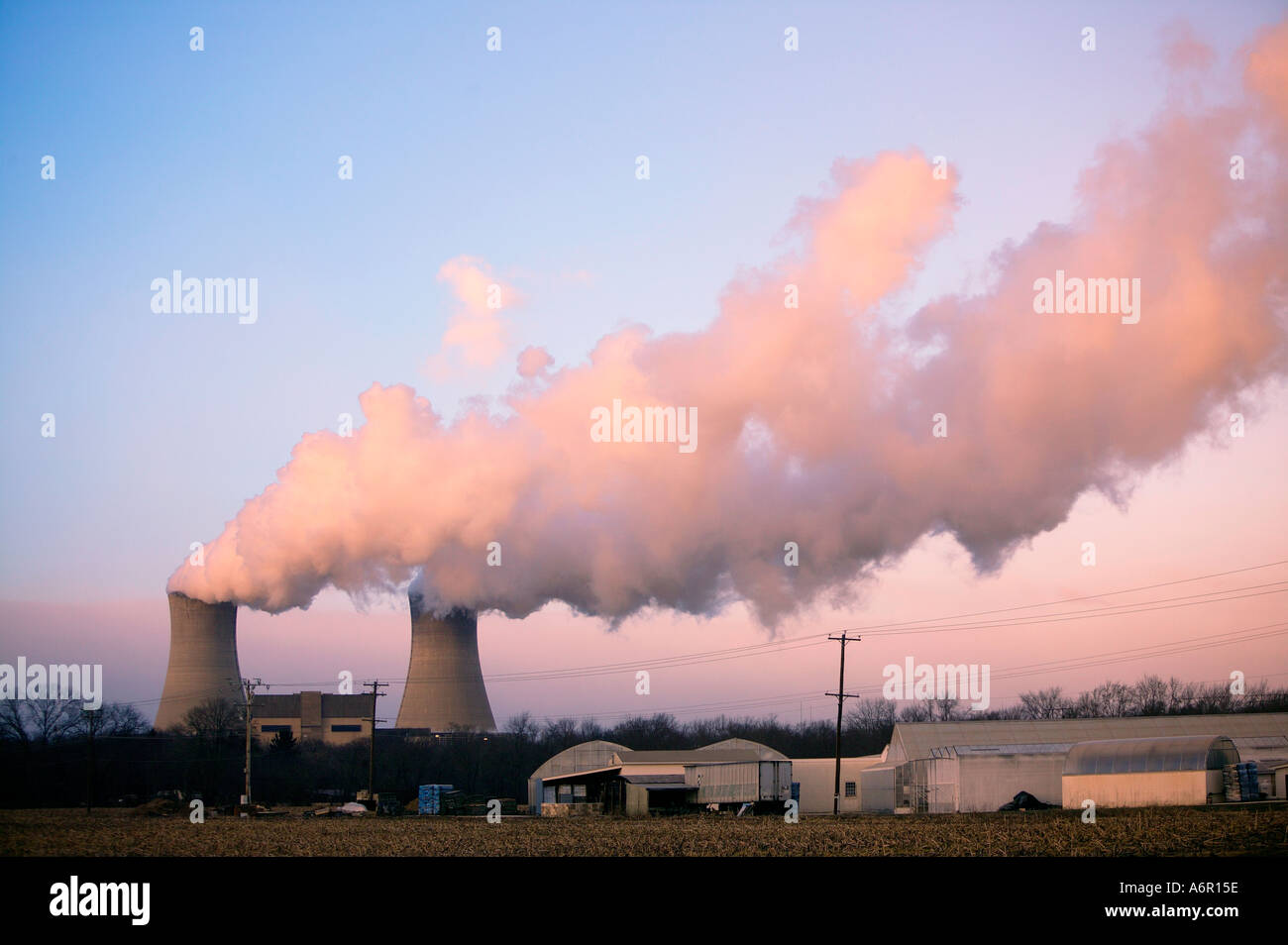View of the cooling towers of Limerick Nuclear Generating Station in