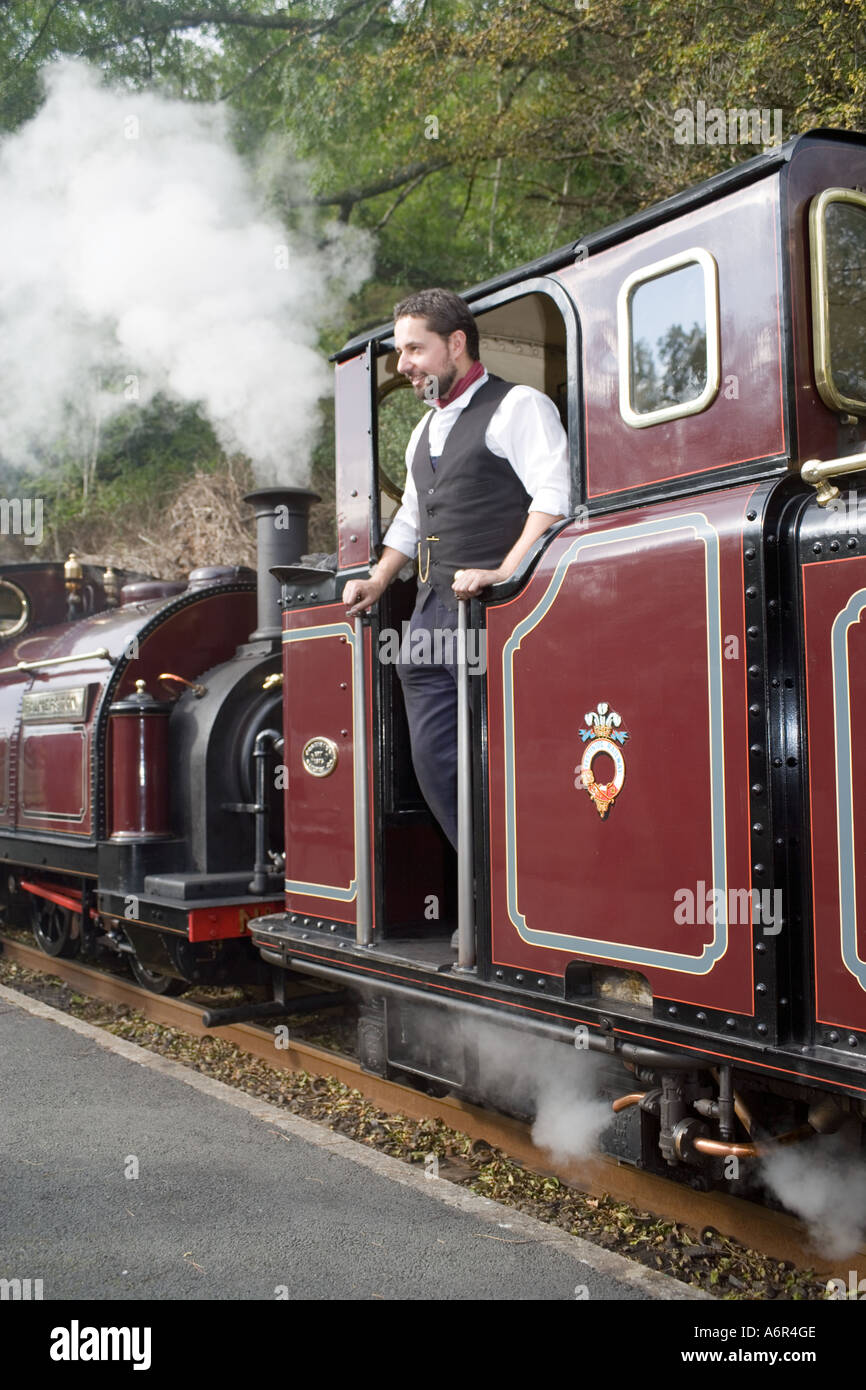 Steam engine driver on a Victorian weekend at Tan y Bwlch station the ...