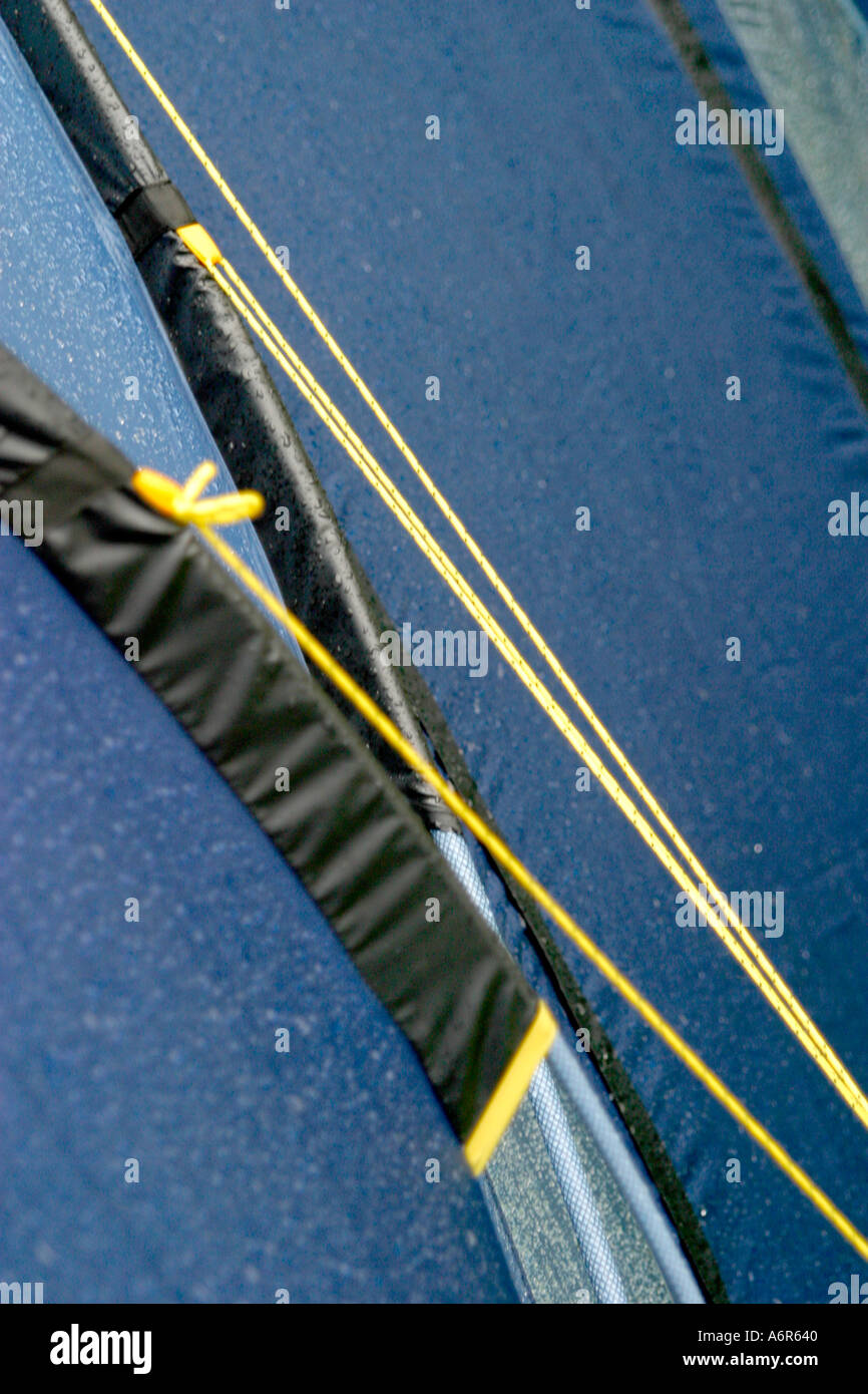 Detail of guy rope on tent illustrating concept of tension and strain ...