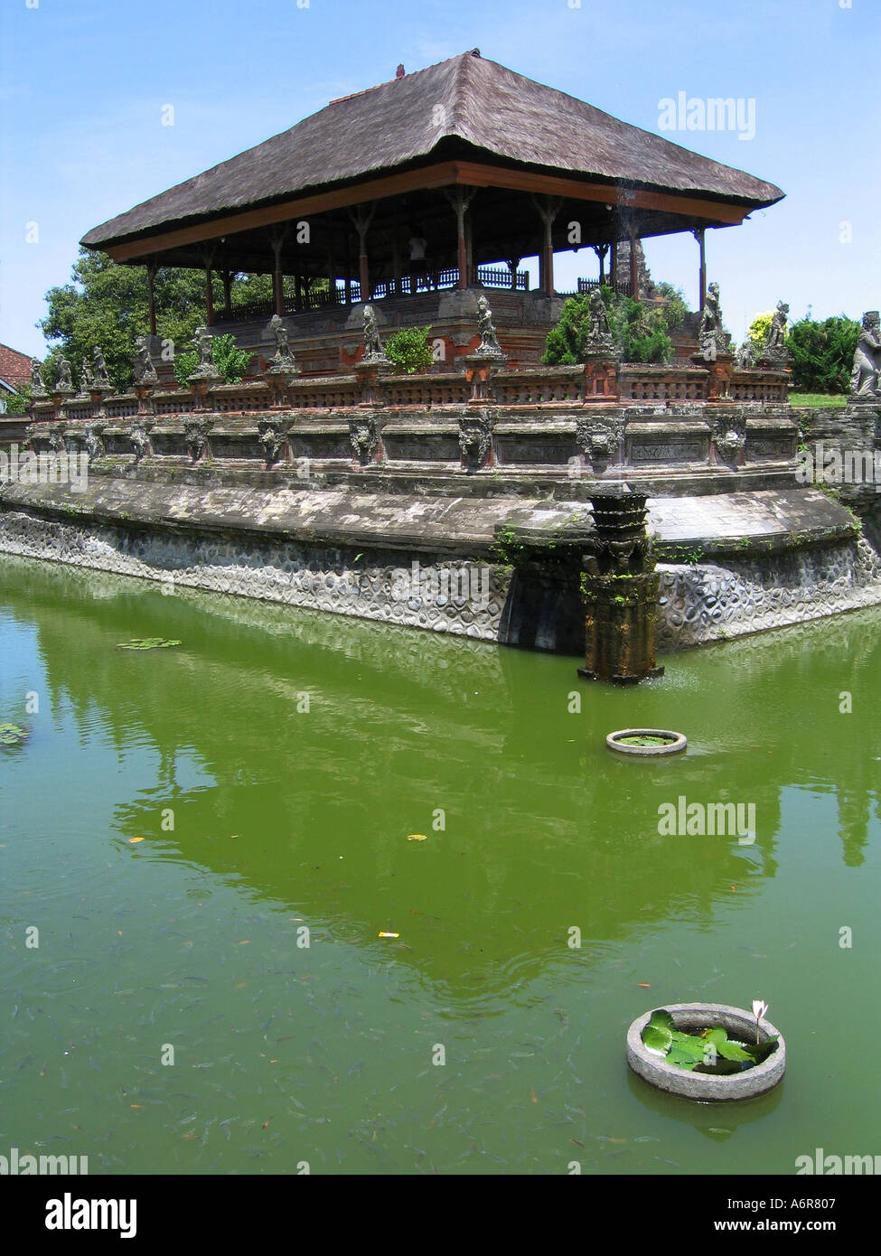 Bale Kambang floating pavilion surrounded by artificial pond in Semarapura Klungkung Bali Indonesia Asia Stock Photo