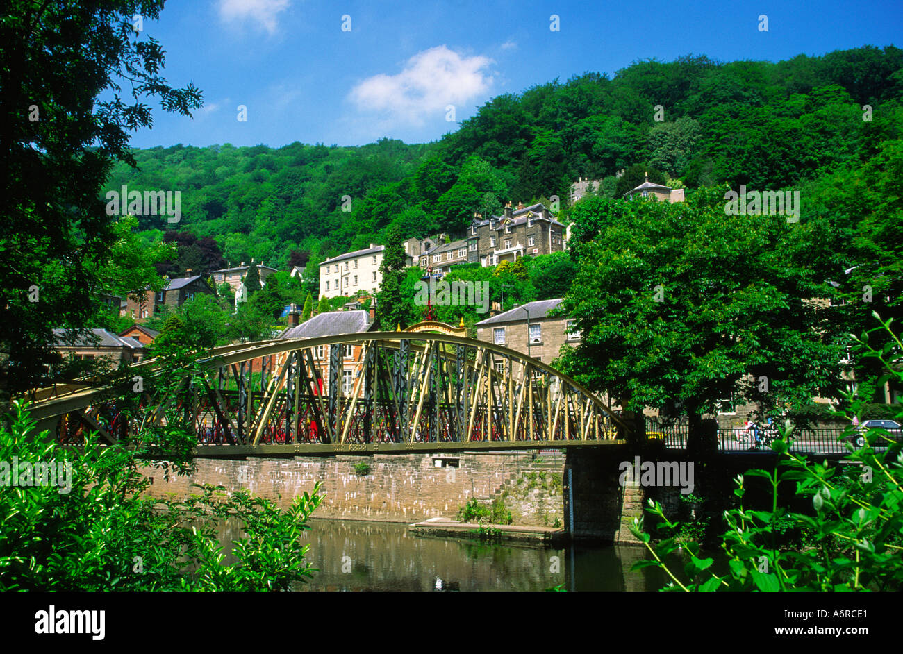 Jubilee Bridge over the river Derwent Matlock Bath Derbyshire England