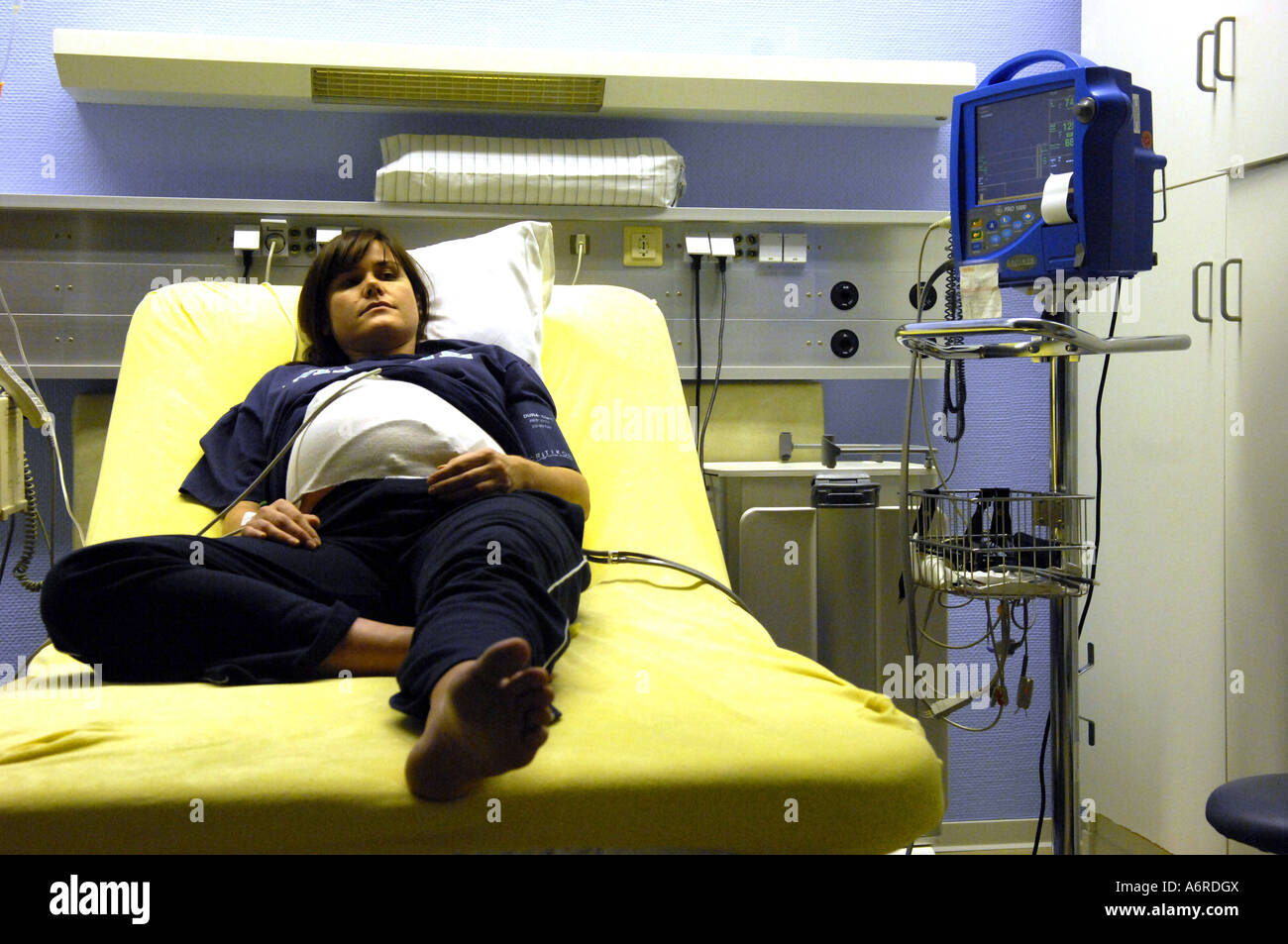 Pregnant Woman Female In Labour Hospital Inside Delivery