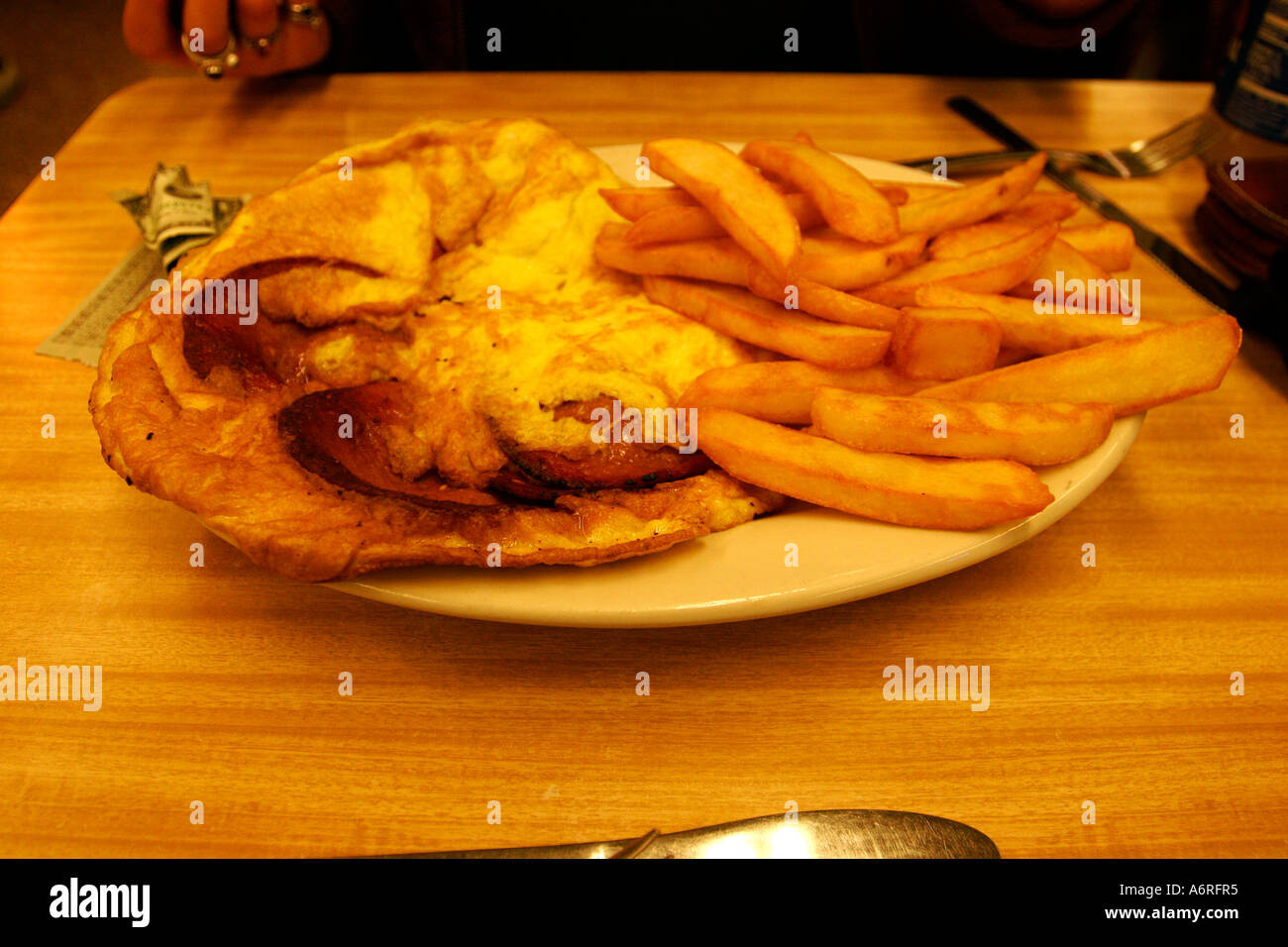 Eggs and salami at Katz deli New York city United States of America