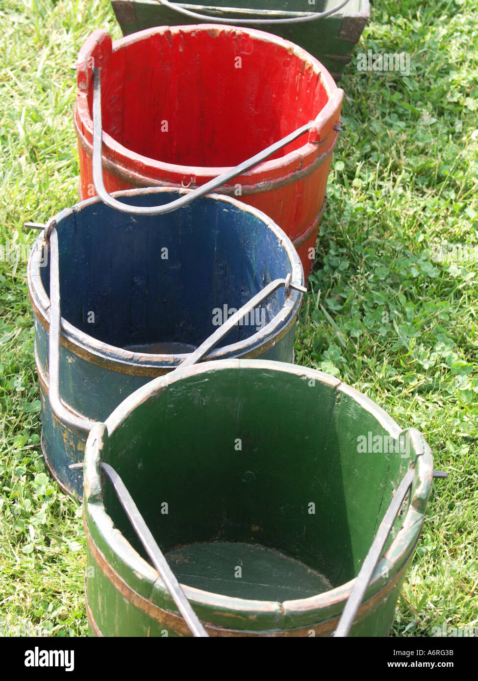 Old Wood Buckets Stock Photo Alamy