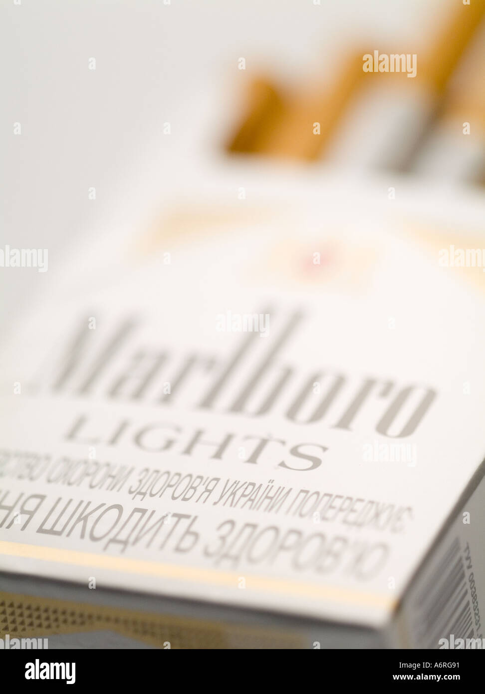 Ukrainian label illegally imported cigarettes UK may be counterfeit item tasted horrible Stock Photo