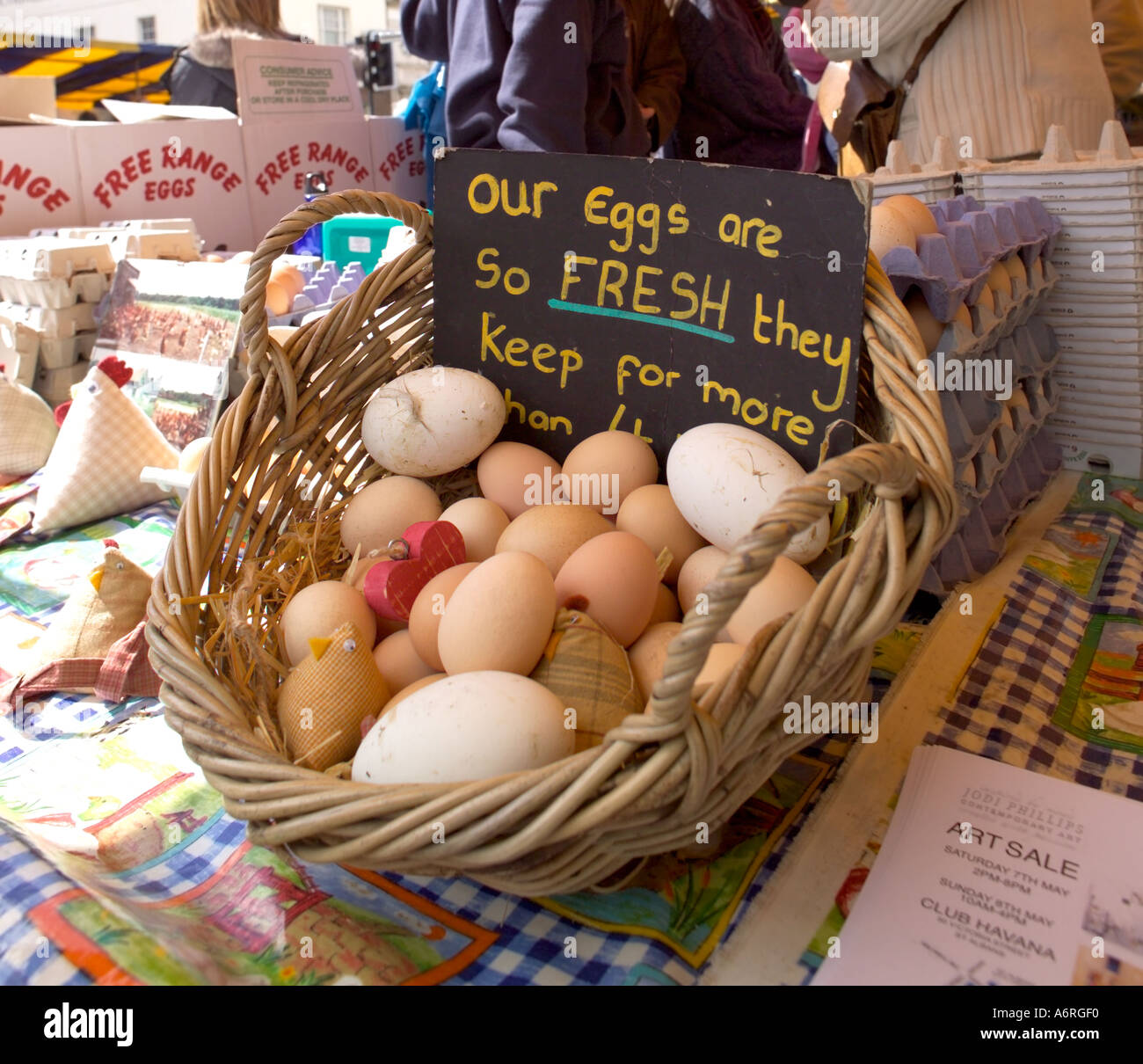 Free range eggs for sale at a farmers market Stock Photo Alamy