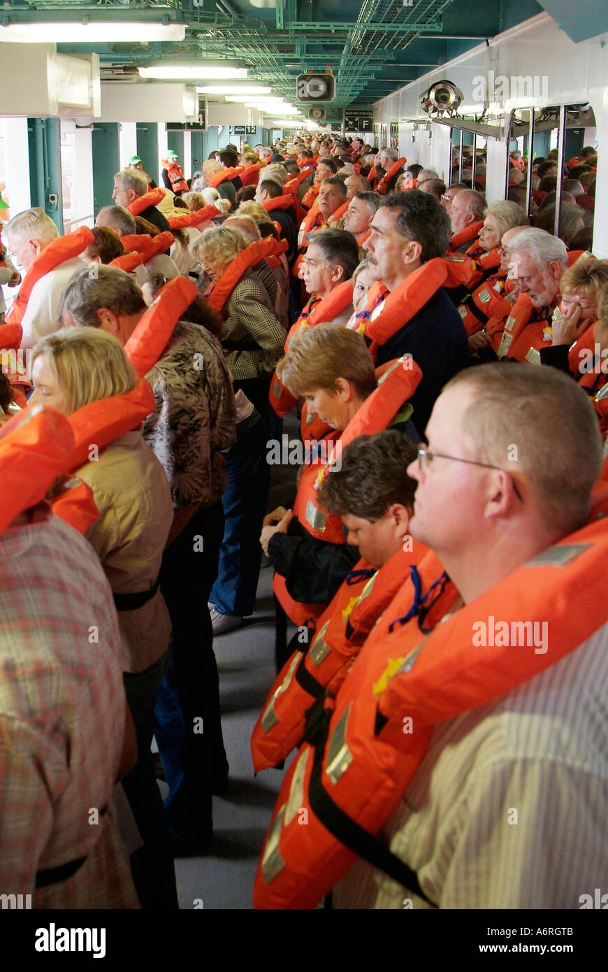 Life jacket vest drill aboard the Cruise Ship Stock Photo Alamy