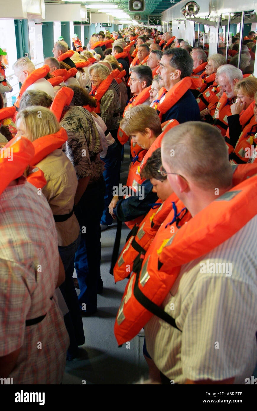 Life jacket vest drill aboard the Cruise Ship Stock Photo Alamy