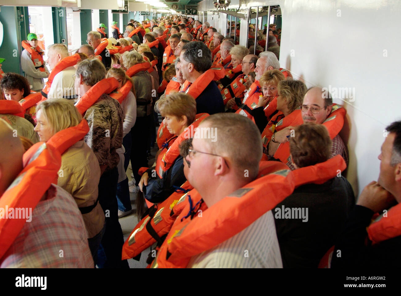 Life jacket vest drill aboard the Cruise Ship Stock Photo Alamy