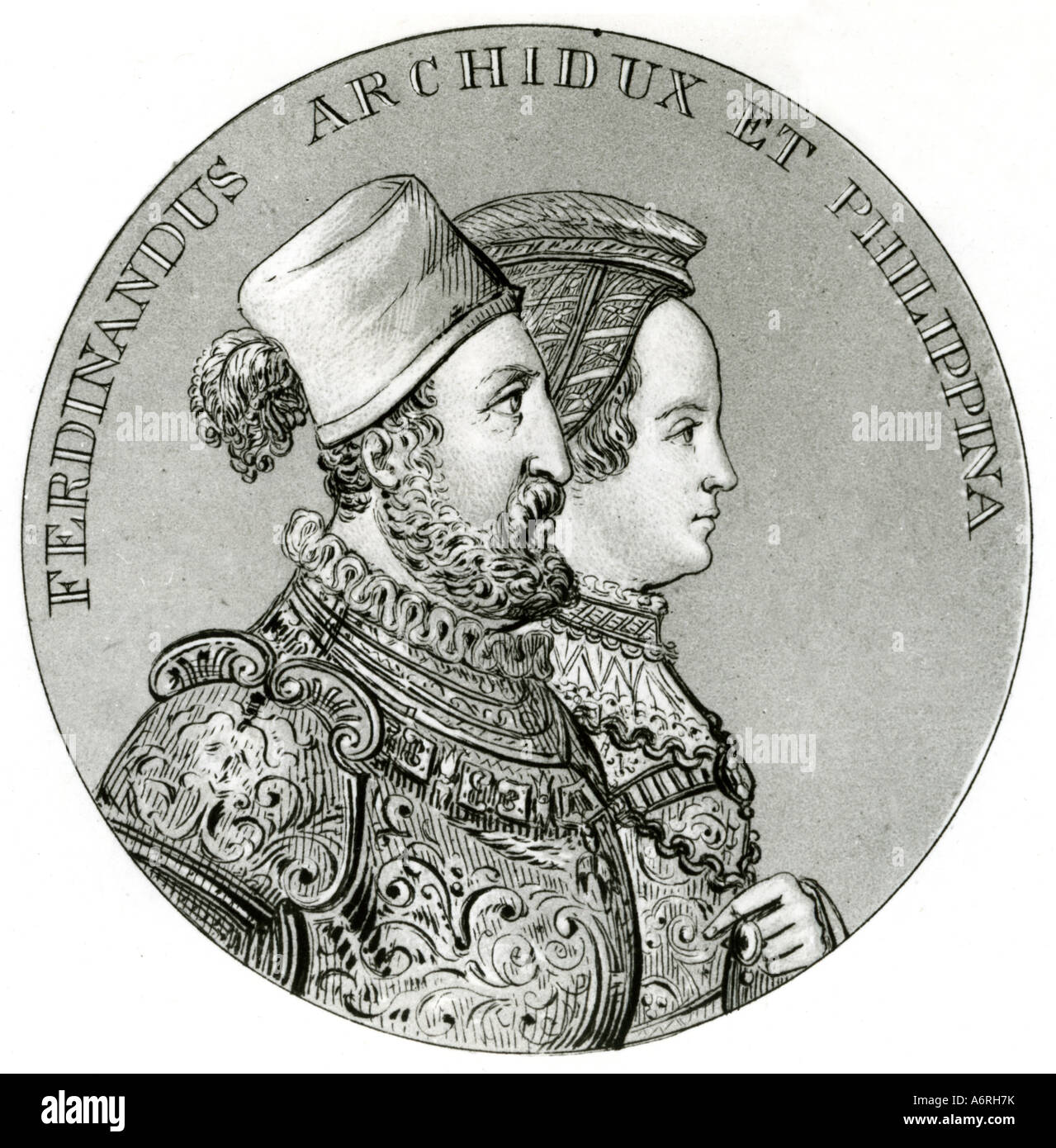 Ferdinand II, 14.6.1529 24.1.1595, Count of Tirol 1564 24.1.1595, with wife Philippine