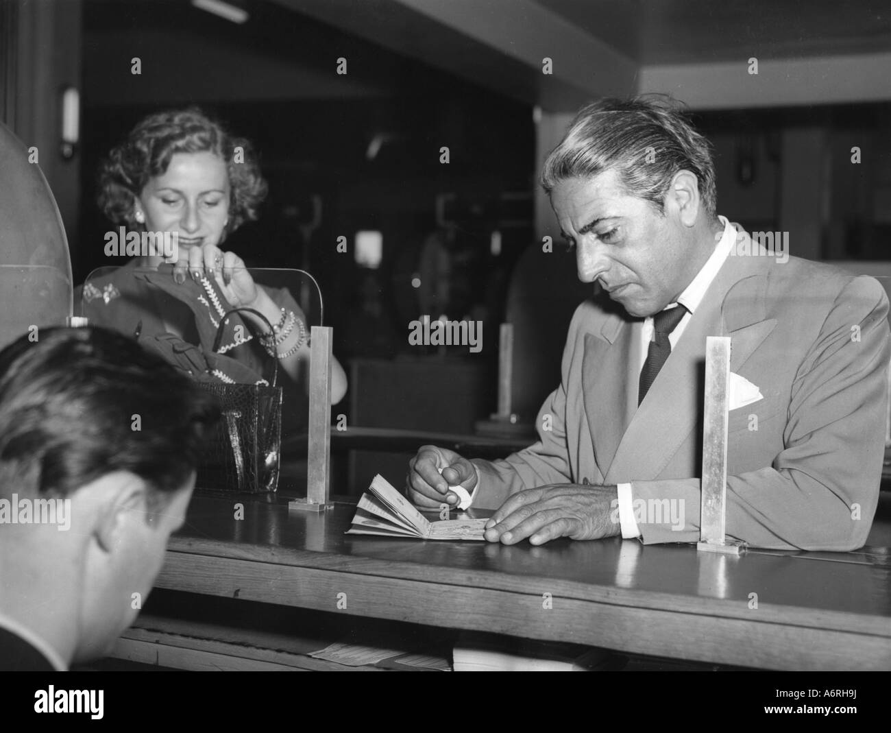 Onassis, Aristoteles, 15.1.1906 - 15.3.1975, Greek shipowner, visit to Germany, arrival at Hamburg, July 1953, with wife Athina, Stock Photo