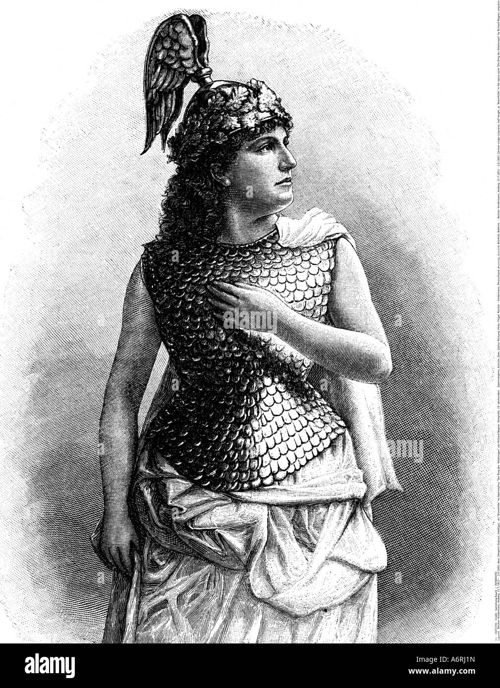 'Reicher-Kindermann, Hedwig, 15.7.1853 - 2.6.1883, German singer (soprano), half length, as 'Brünnhilde' in the opera cycle ' Stock Photo