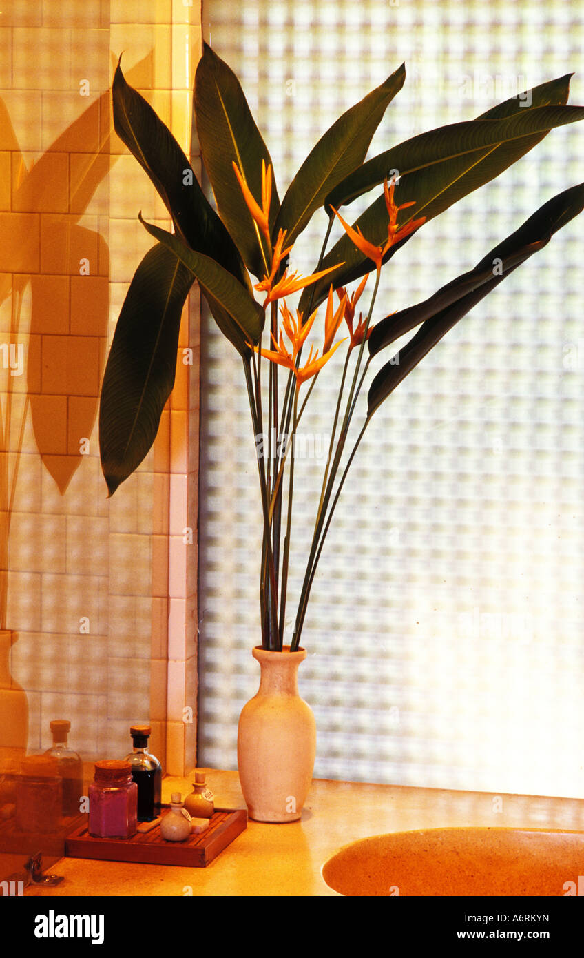 bathroom decor detail, hotel alili, bali, indonesia Stock Photo