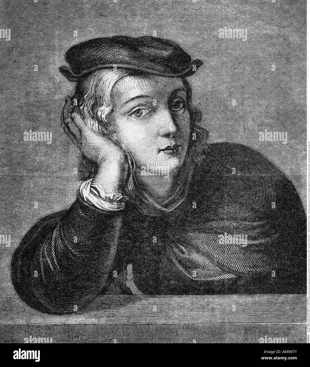Raffael da Urbino, 6.4.1483 - 6.4.1520, Italian artist and master builder, engraving, 19th century, Louvre, Paris, portrait, sel Stock Photo