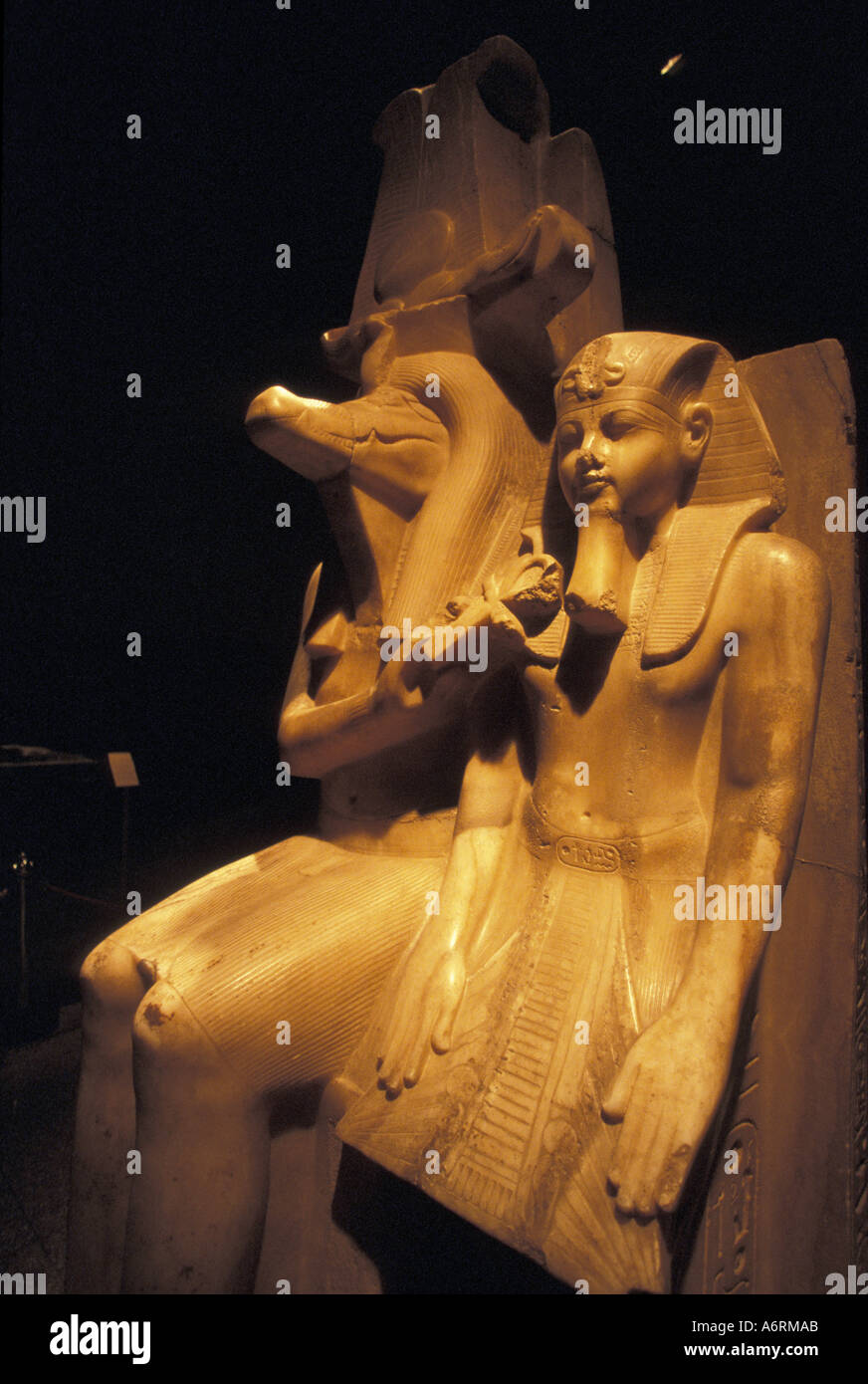 Africa, Egypt, Luxor. Luxor museum. Amenhotb III and crocodile god Sobek, masterpiece made of calcite Stock Photo