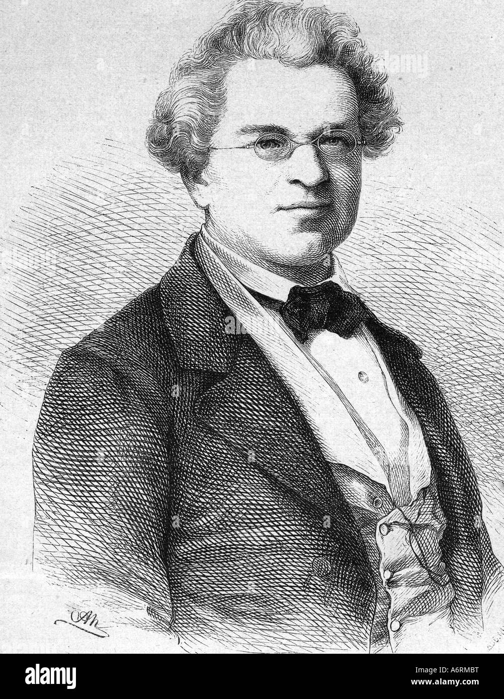 Zimmermann, Wilhelm, 2.1.1807 - 22.9.1878, German historian, theologian and author/writer, engraving by Alfred Neumann (1825 - 1 Stock Photo